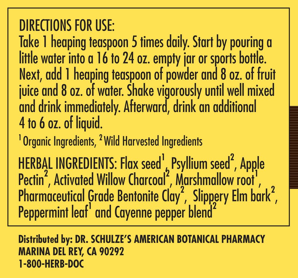 Dr. Schulze’s | Intestinal Formula #2 | Herbal Colon Cleanse Formula | Natural Detox Powder