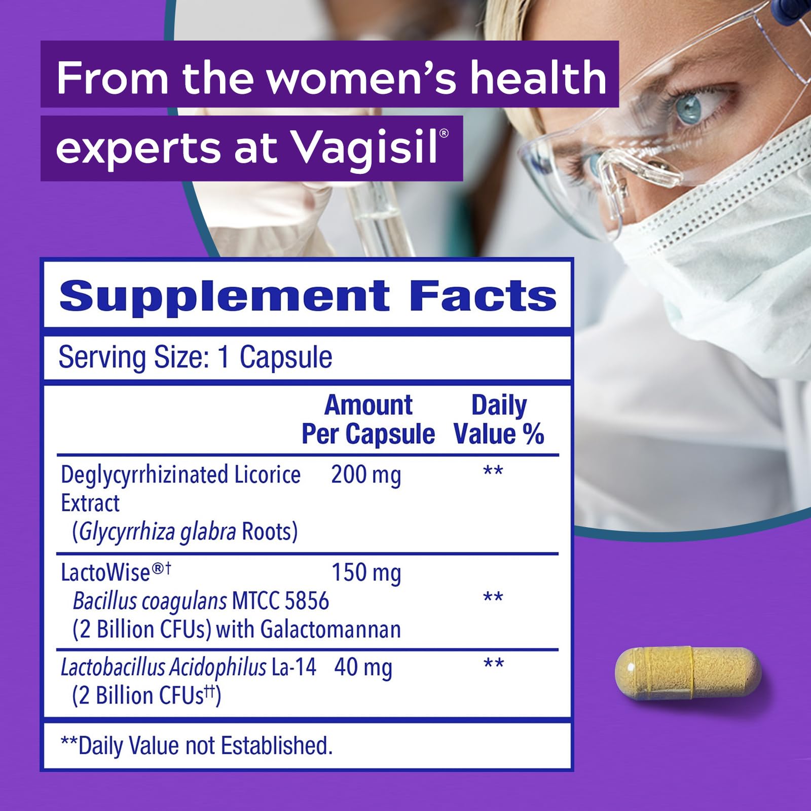 Vagisil Yeast Defense Supplements, Helps Balance Yeast and Good Bacteria, Clinically-Proven Probiotics