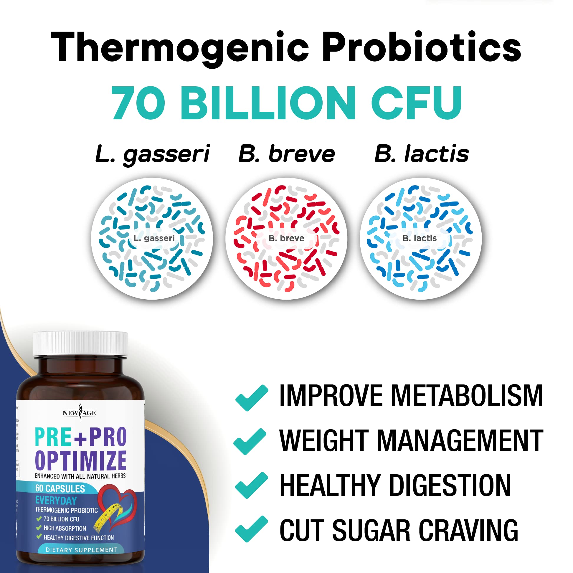 Pro Optimize Probiotics for Women, Menopause, 70 Billion CFU, Digestive Health - Relief for Bloating