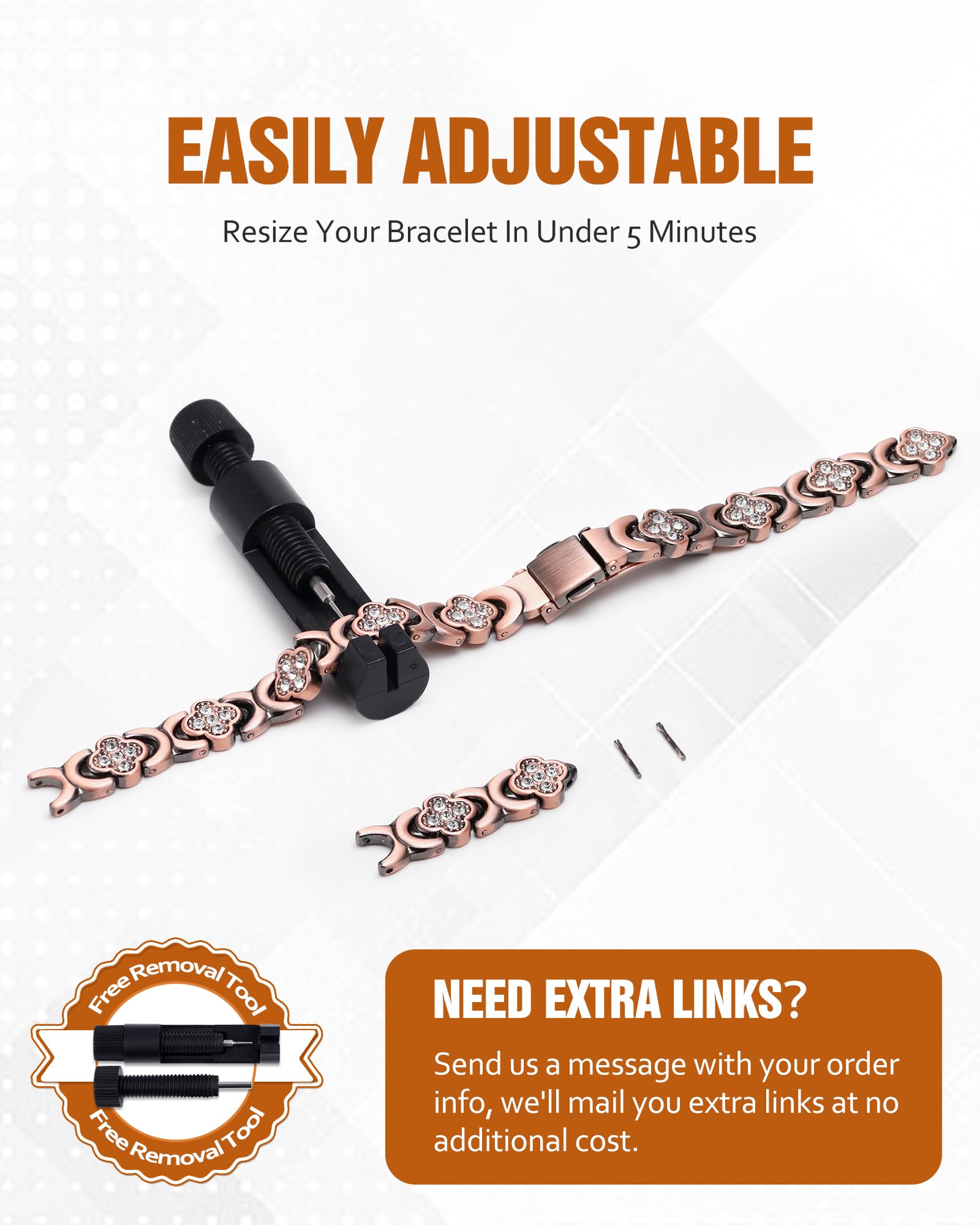 Jecanori Women's Pure Copper Bracelet, Ultra Strength Magnetic Copper Bracelets for Women