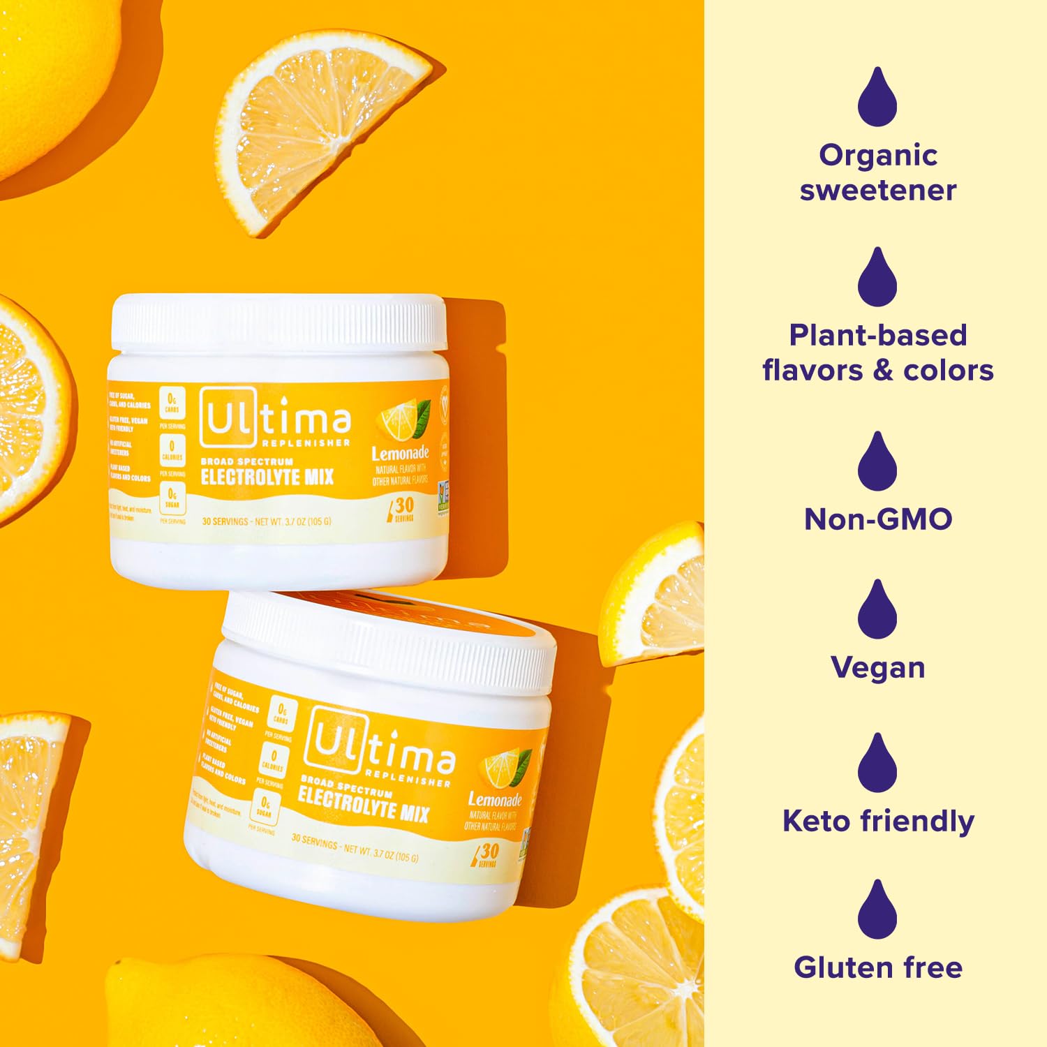 Ultima Replenisher Daily Electrolyte Drink Mix – Lemonade, 30 Servings – Hydration Powder