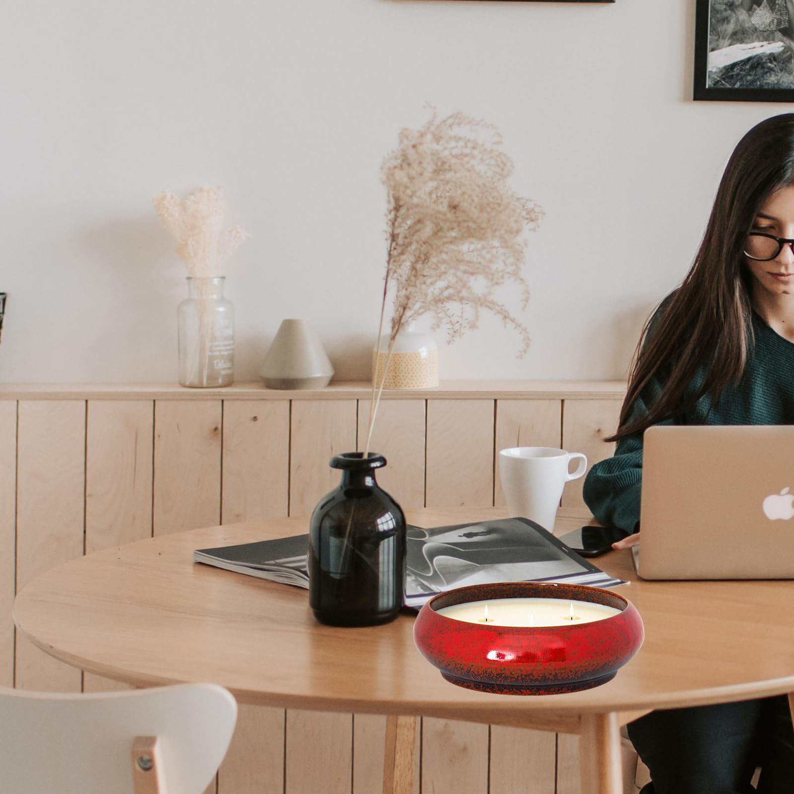 Scented Candles, 3 Wicks Large Rose Candles for Home Scented, 17 oz Aromatherapy Candle Gifts