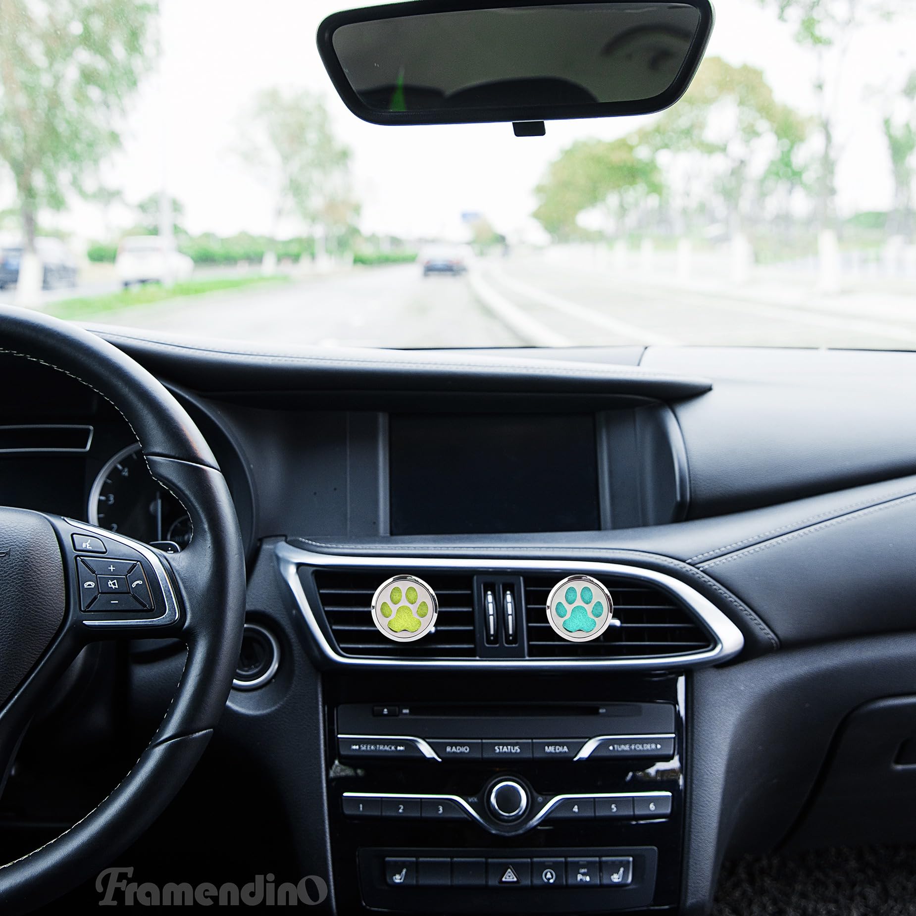 Framendino, 2 Pack Dog Paw Print Locket for Essential Oil Diffuser with 20 Felt Refill Pads