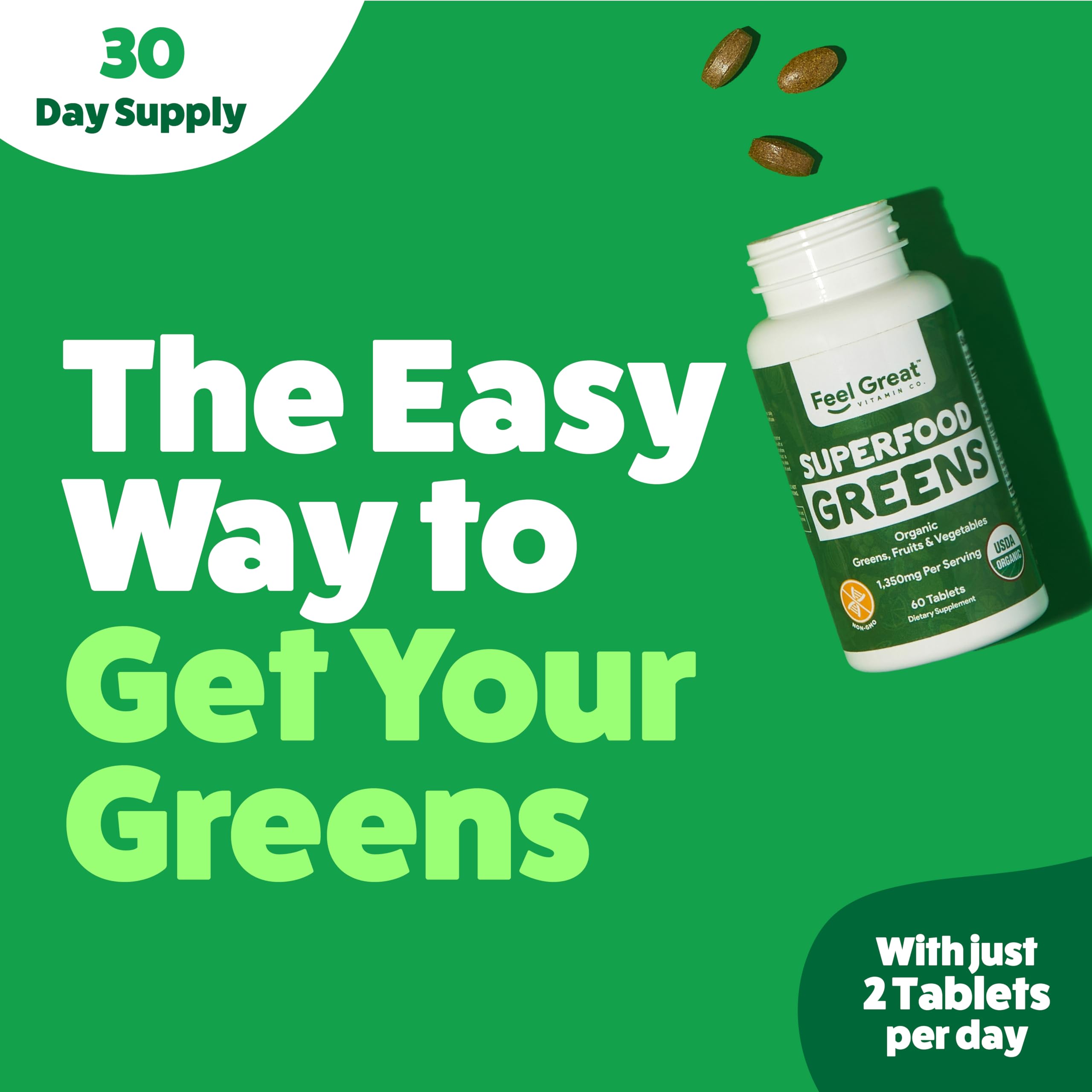 Superfood Greens by Feel Great Vitamin Co. | Organic Greens, Fruits and Veggies