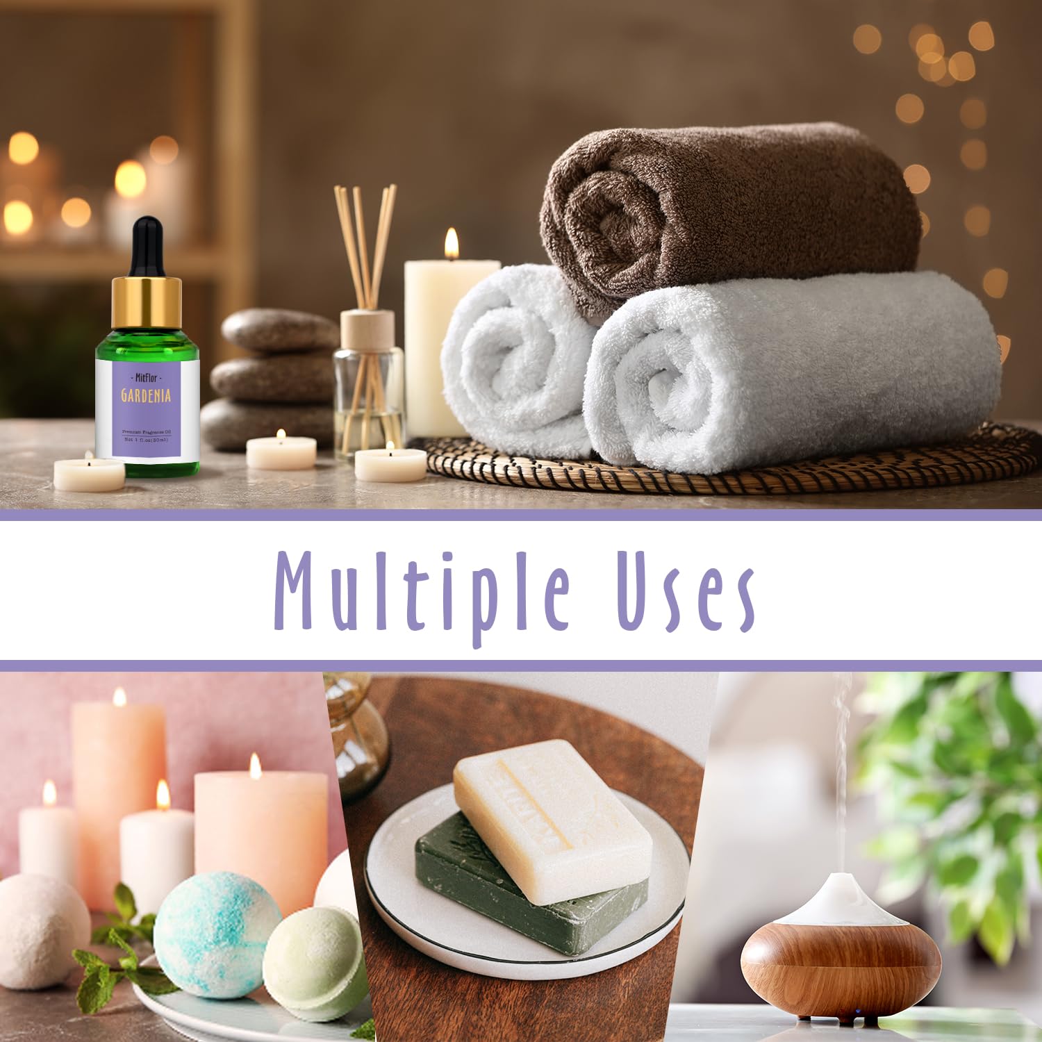 Gardenia Fragrance Oil, MitFlor Single Scented Oil, Large Size Premium Grade Fragrance Oil