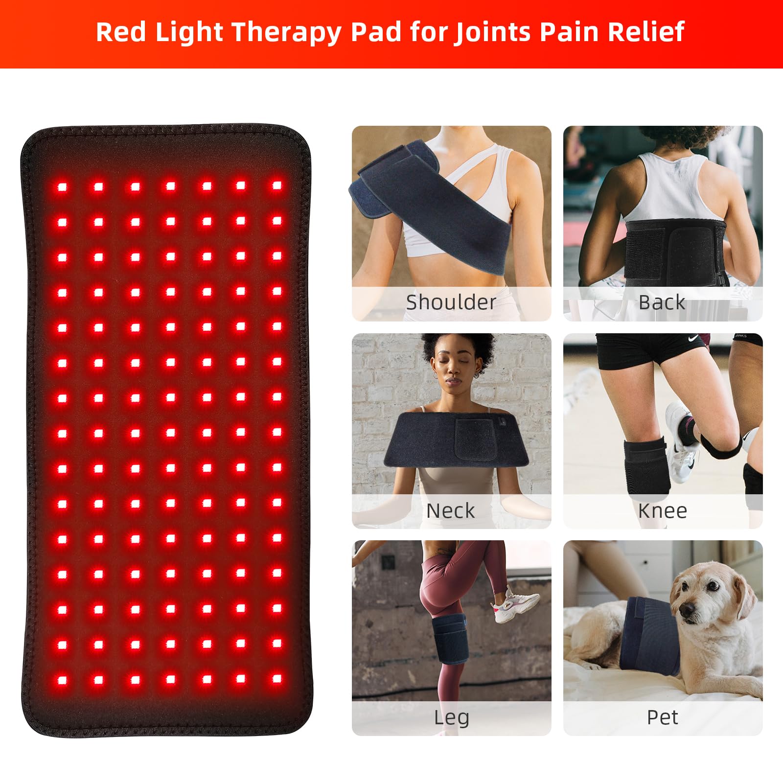 Red Light Therapy Infrared Light Therapy Heating Wrap Belt for Body Back Knee Shoulder Waist Muscle Pain