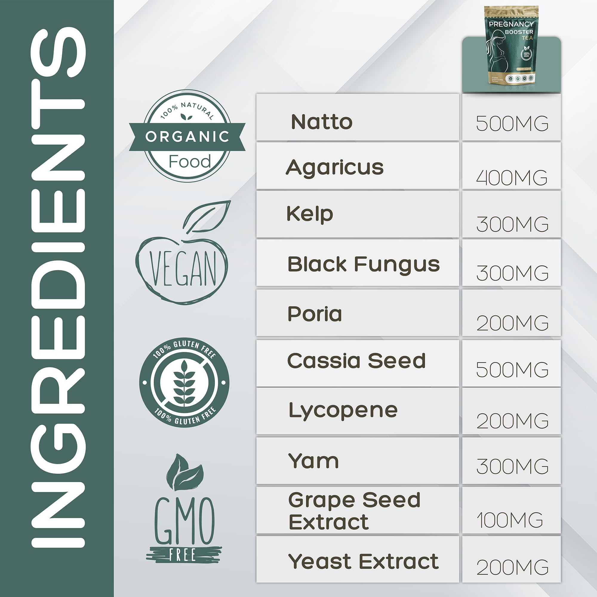 Pregnancy Booster Tea, organic tea to enhance fertility, hormonal balance, menstrual cycle regulation