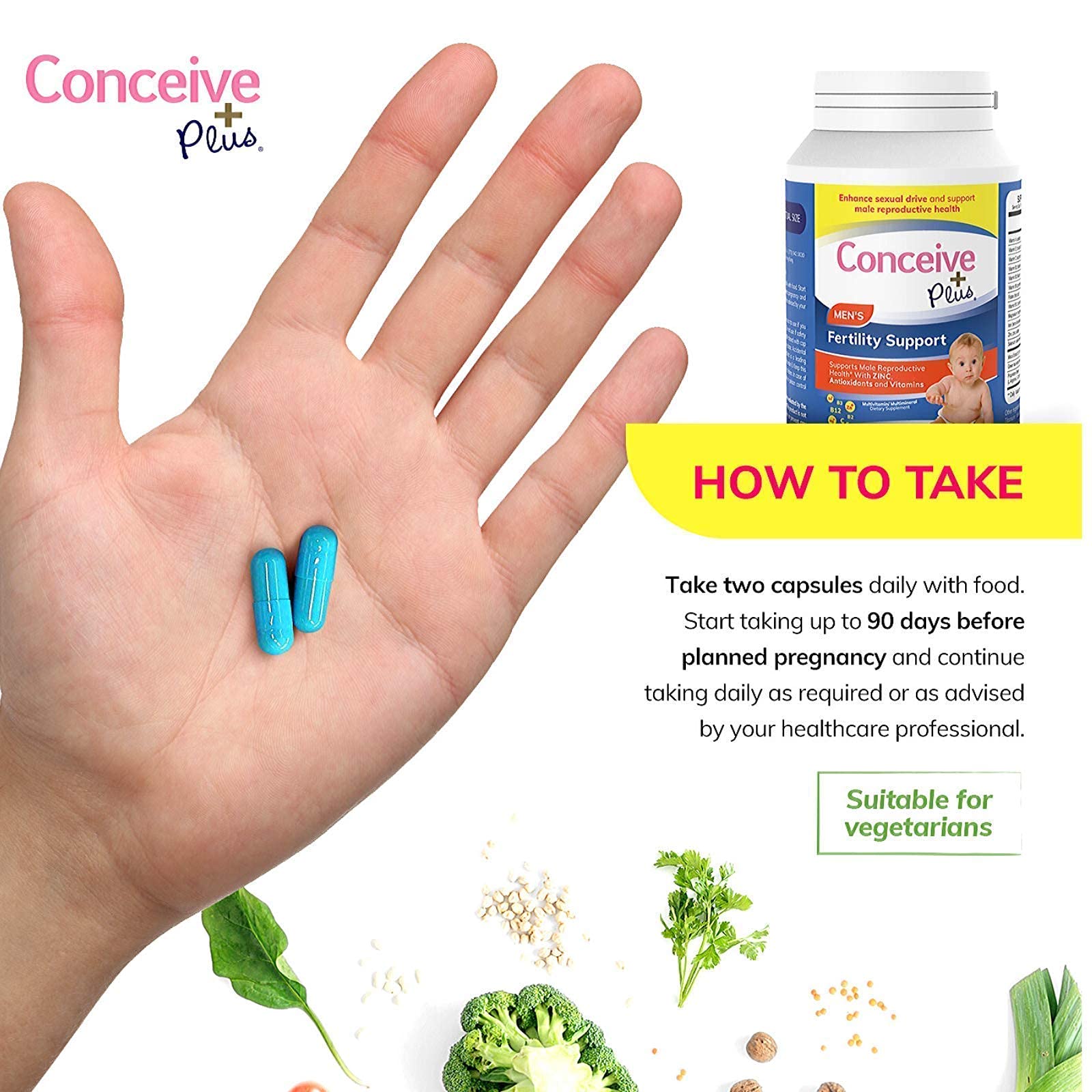 CONCEIVE PLUS Mens Fertility Bundle, Fertility Vitamins 60 Count and Fertility Lubricant 2.5 Ounce