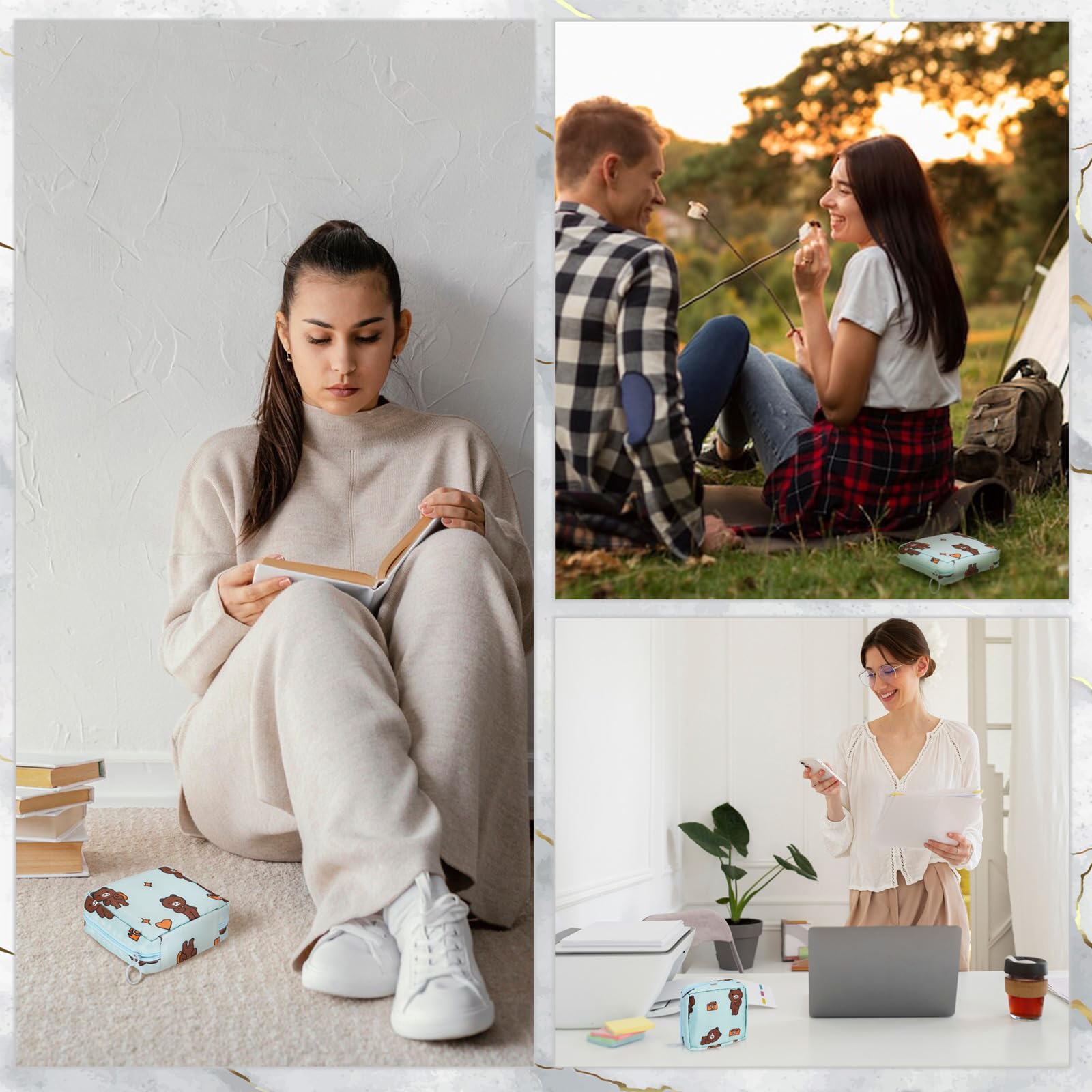 4Pcs Period Bag, Sanitary Pad Storage Bag Samll Period Pouch for Purse Cute Menstrual Period Bag