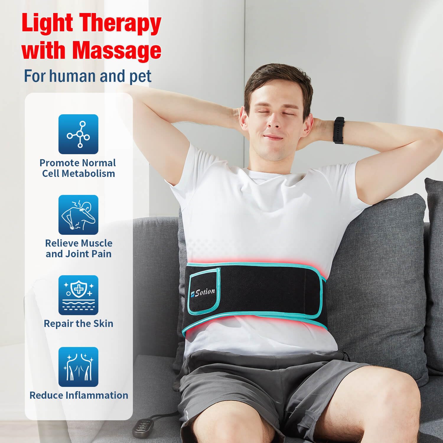 Sotion Red Light Therapy Belt with Massage-Red Light Therapy for Body&Near Infrared Light Therapy