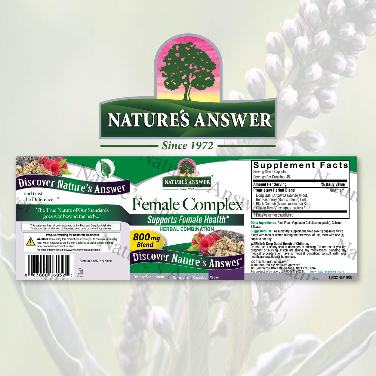 Nature's Answer Female Complex 800mg 90-Capsules | Menopause Symptom Support