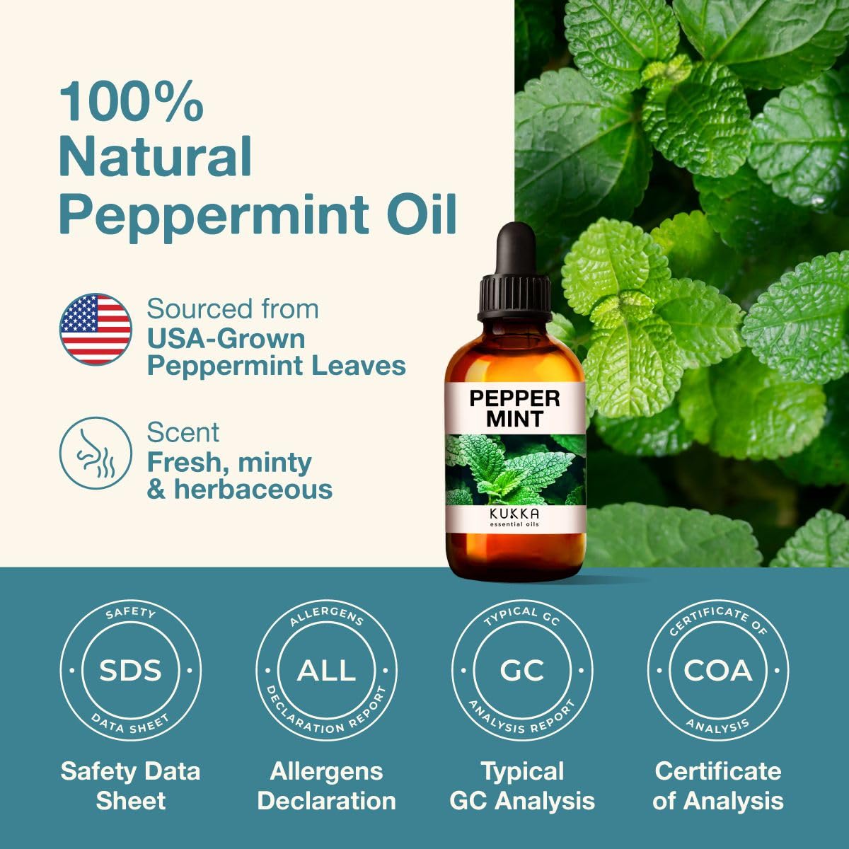 Kukka Peppermint Oil for Hair - Natural Mint Essential Oils - Premium Grade Natural Peppermint Essential Oil