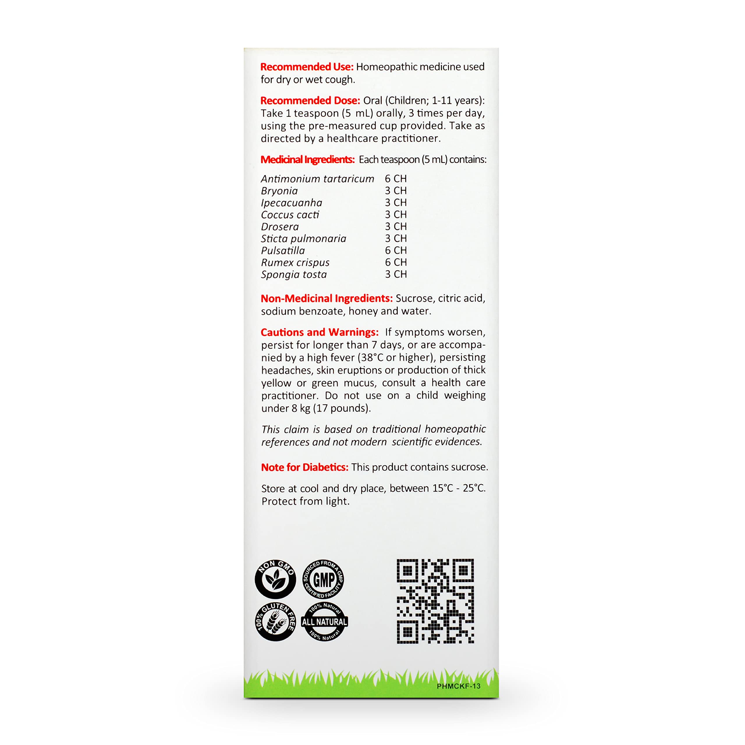 Mother’s Choice for Koff, for Dry and Wet Cough, Natural Cough Care for Kids with Honey, 125 ml