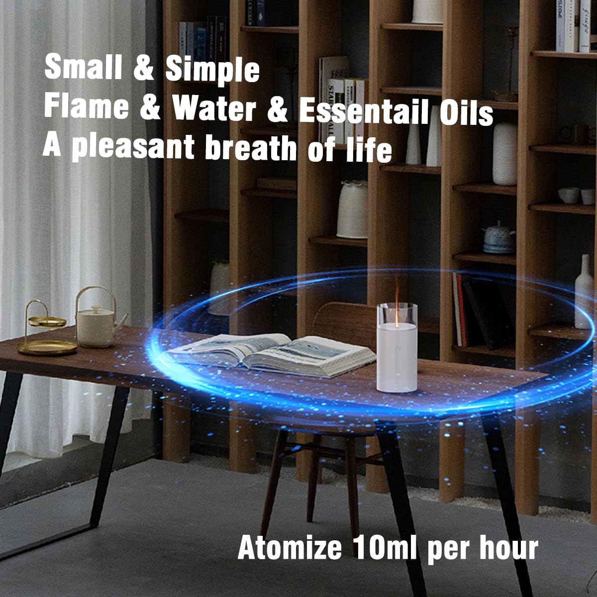 iWeeta Candlelight Diffuser,60ml Rechargeable Battery Operated Low Power Portable 10ml/H Aroma