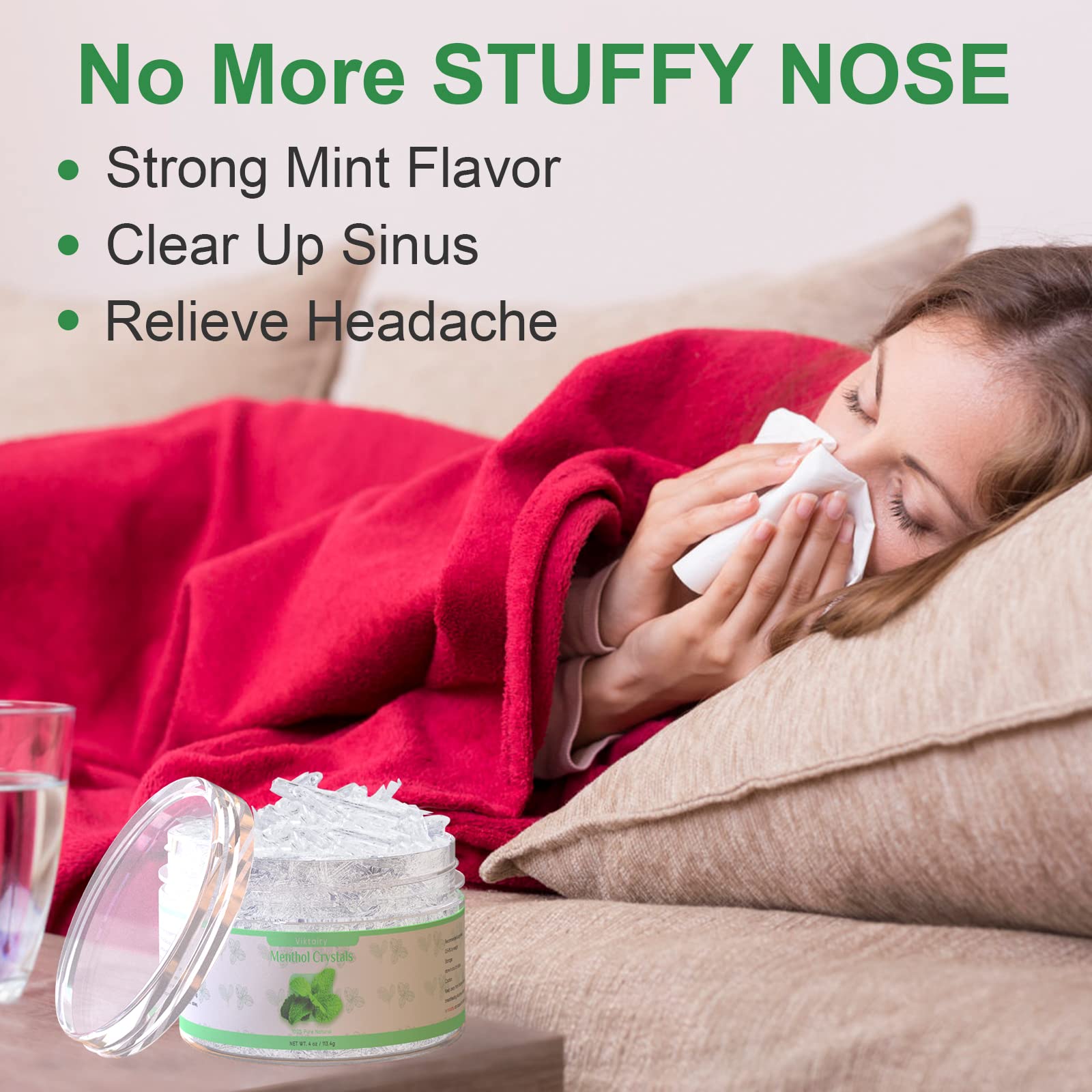 Viktairy Menthol Crystals 2 oz, 100% Pure Organic Mint Crystals | Great for Making Shower Steamers