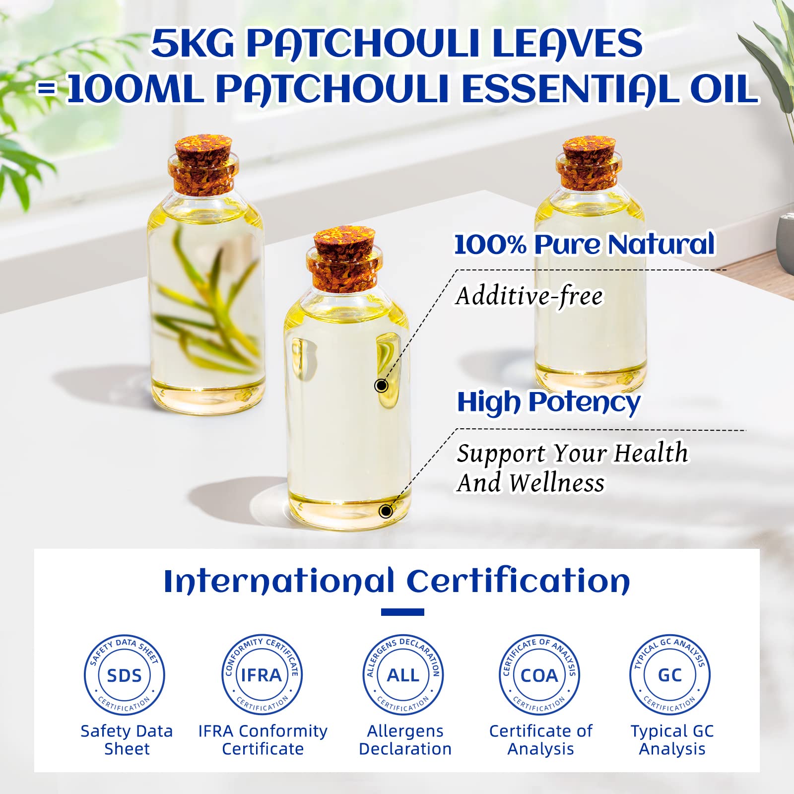 HIQILI Patchouli Essential Oil 100ML, Pure Natural, for Perfume Making, Diffuser and Skin