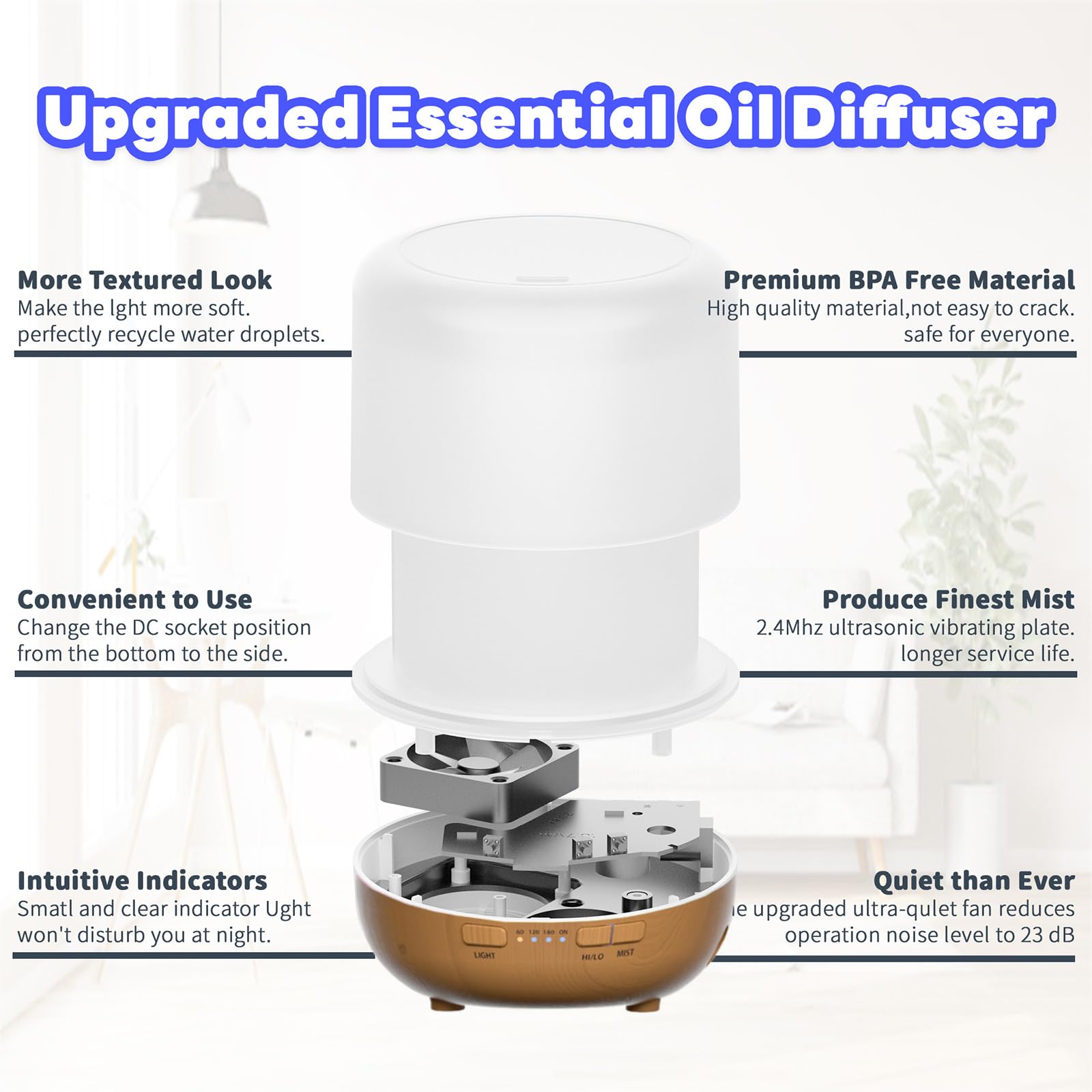 Otheya Scent Essential Oil Diffuser 2 Pack Max 200 ML Ultrasonic Cool Mist Humidifiers and Aromatherapy