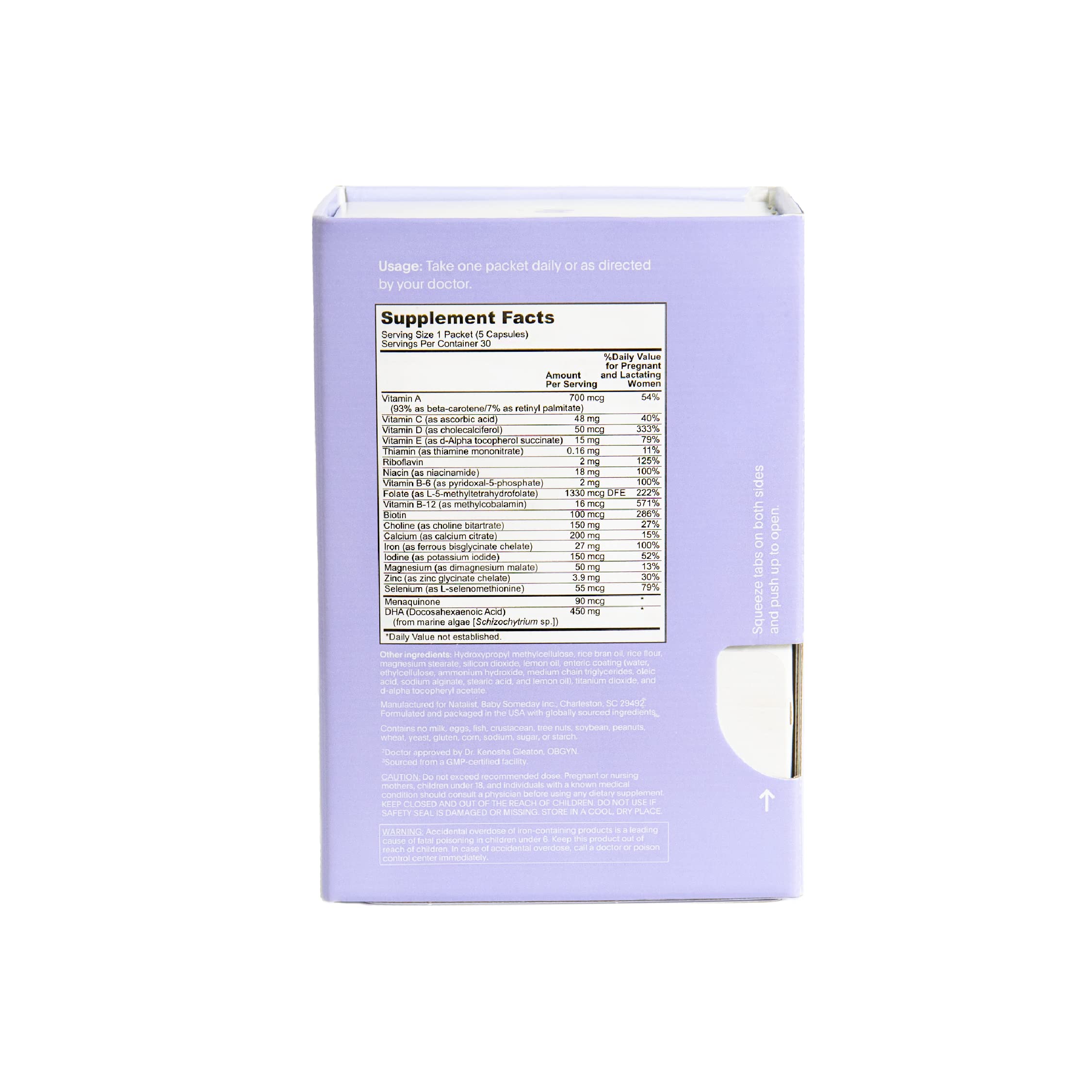 NATALIST Daily Prenatal Packs Daily Preconception & Pregnancy Formula Women's