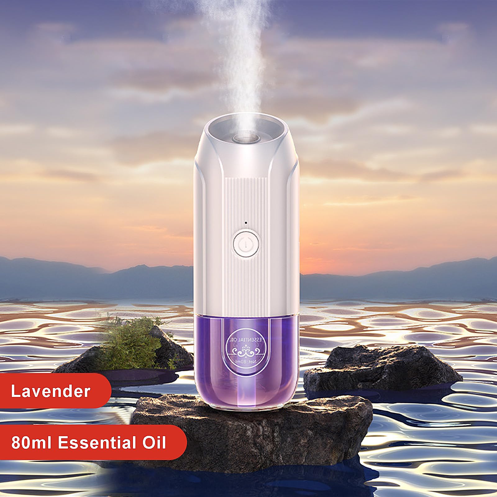 Mini Essential Oil Diffuser, Ultrasonic Mist Air Fresheners for Home with 80 ml Lavender Essential Oils