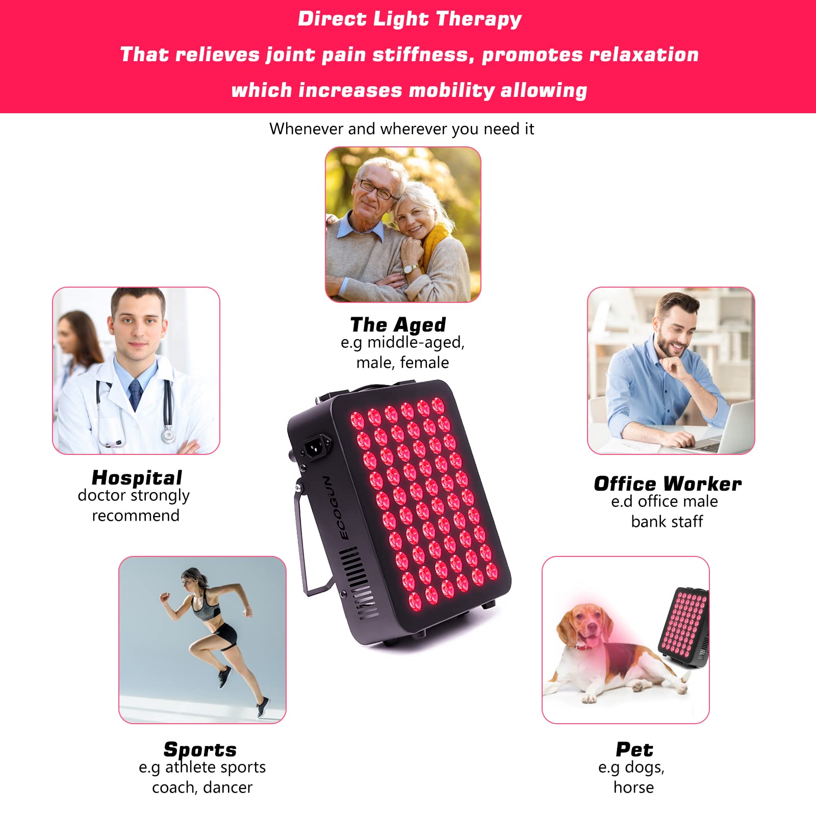 Red Light Therapy Device - Near Infrared Light Therapy with Timer, 60 Clinical Grade LEDs