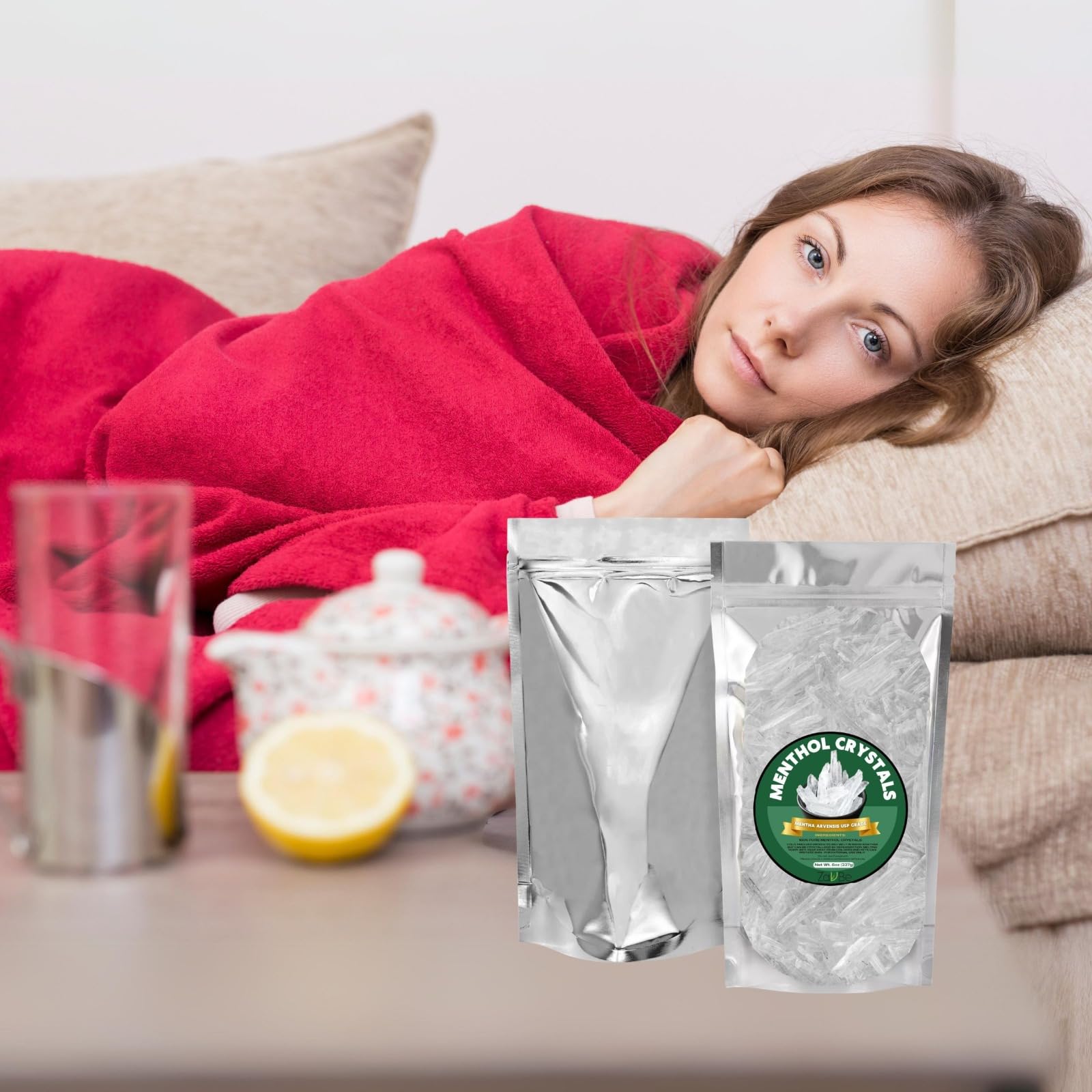 ZAVBE 1LB Menthol Crystal Mentha Arvensis Pure Natural in Resealable Bag USP Food Grade