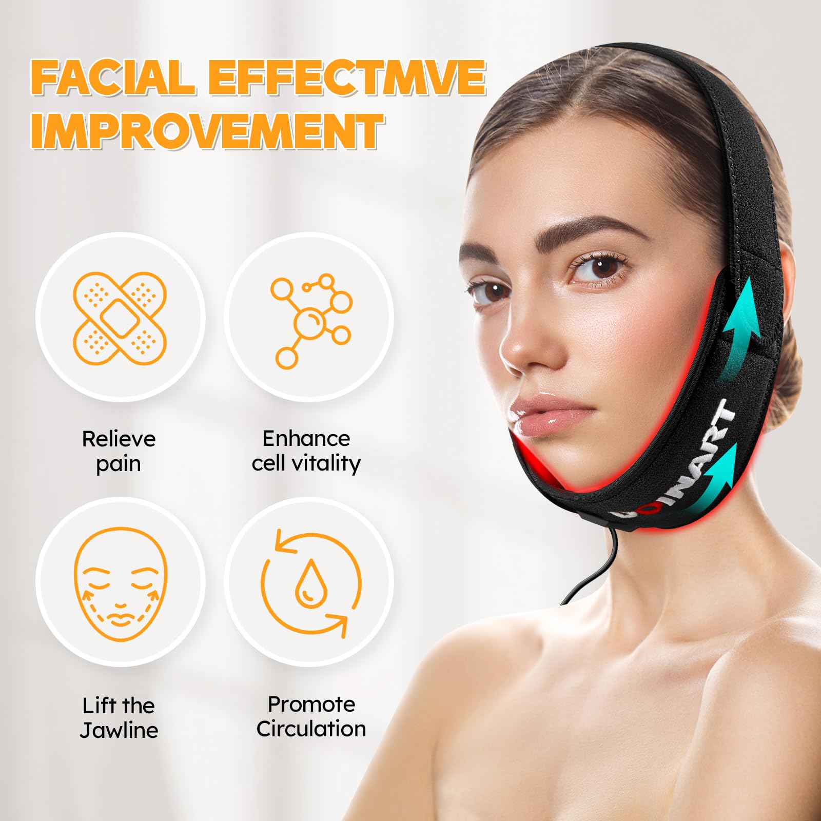 Doinart Red Light Therapy Belt for Neck, Portable Near Infrared Light Therapy for Face