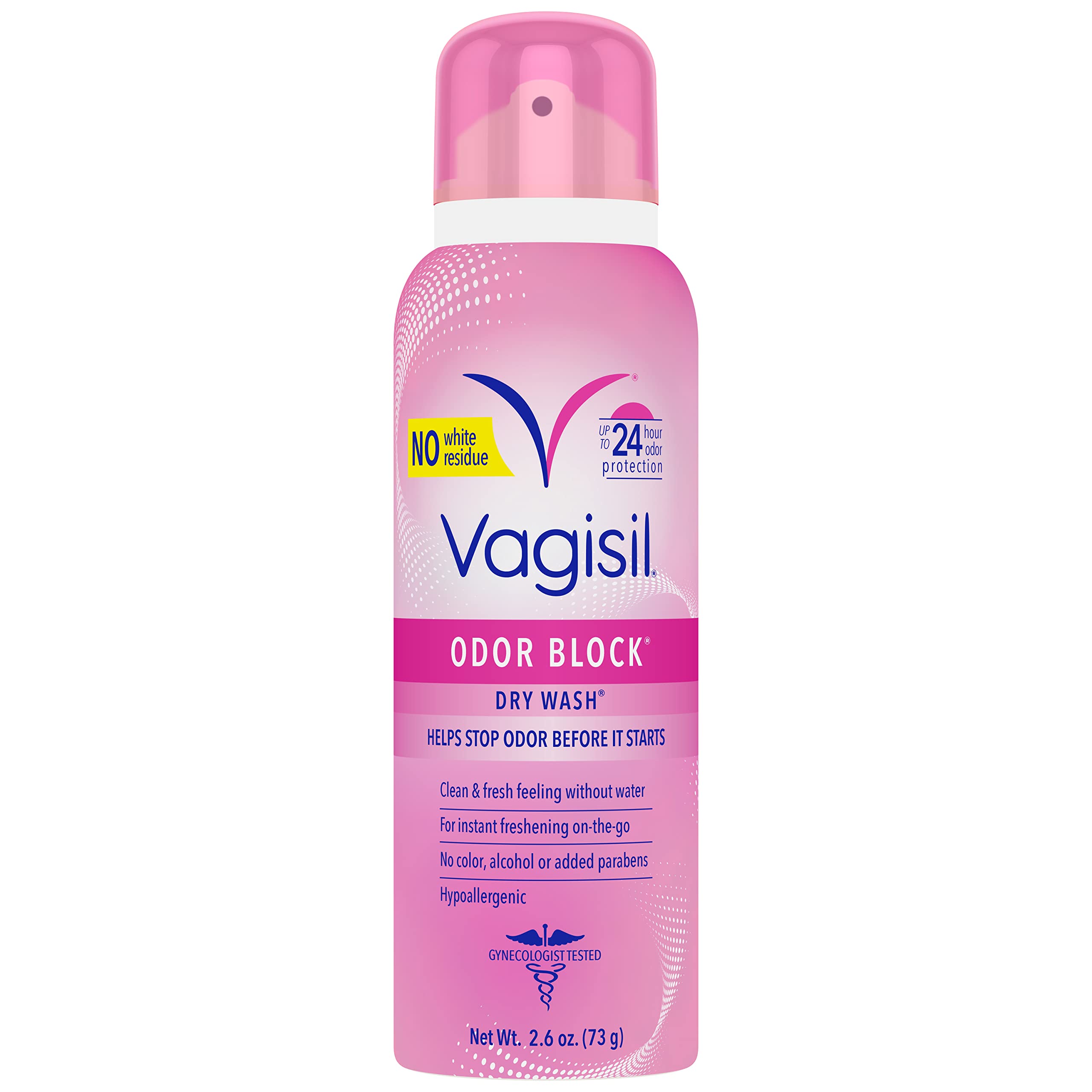 Vagisil Odor Block Dry Wash Spray for Feminine Hygiene, Gynecologist Tested, Hypoallergenic, 2.6 Ounces