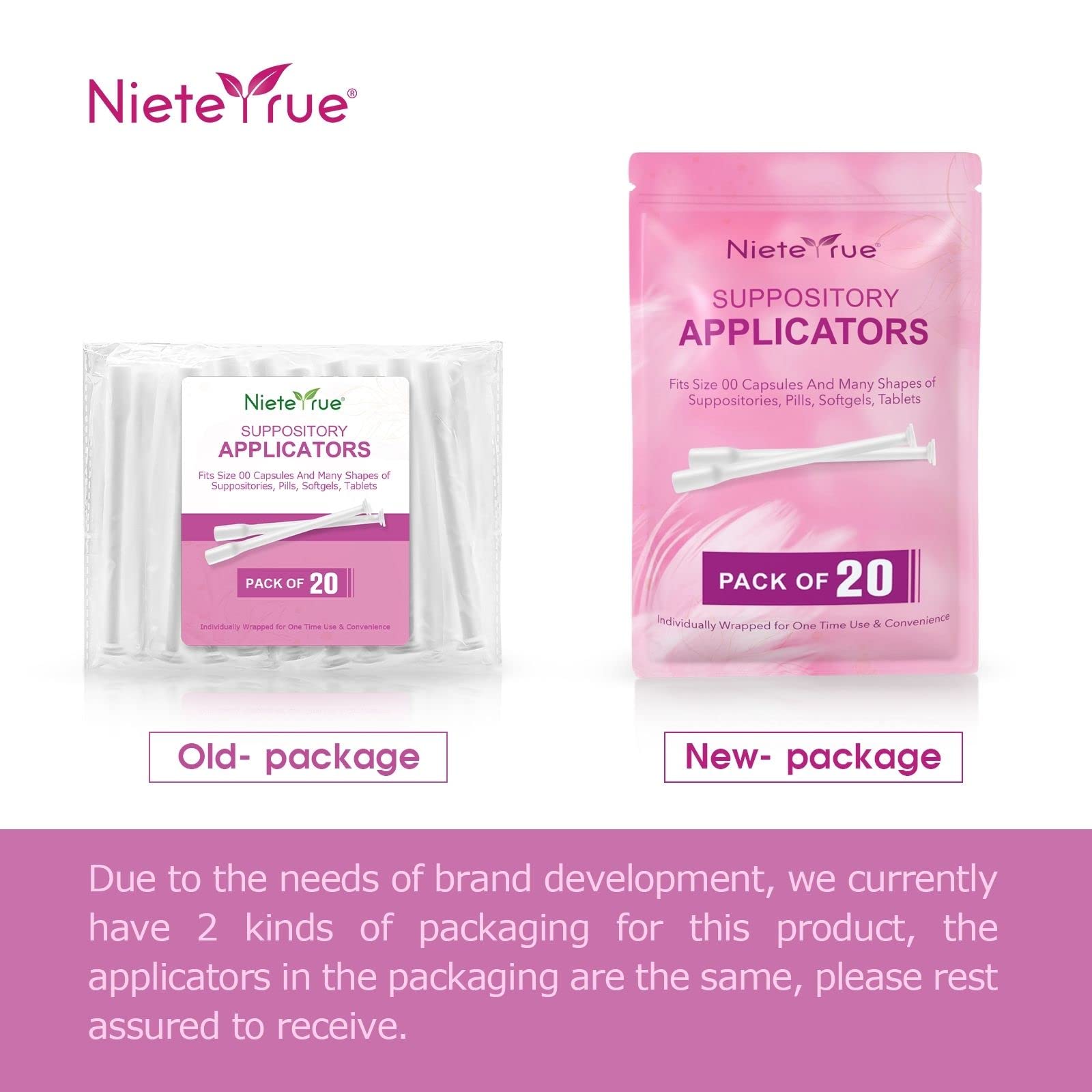 Nieteyrue (40 Packs) Disposable Vaginial Applicators Individually Wrapped Hygienic Fit