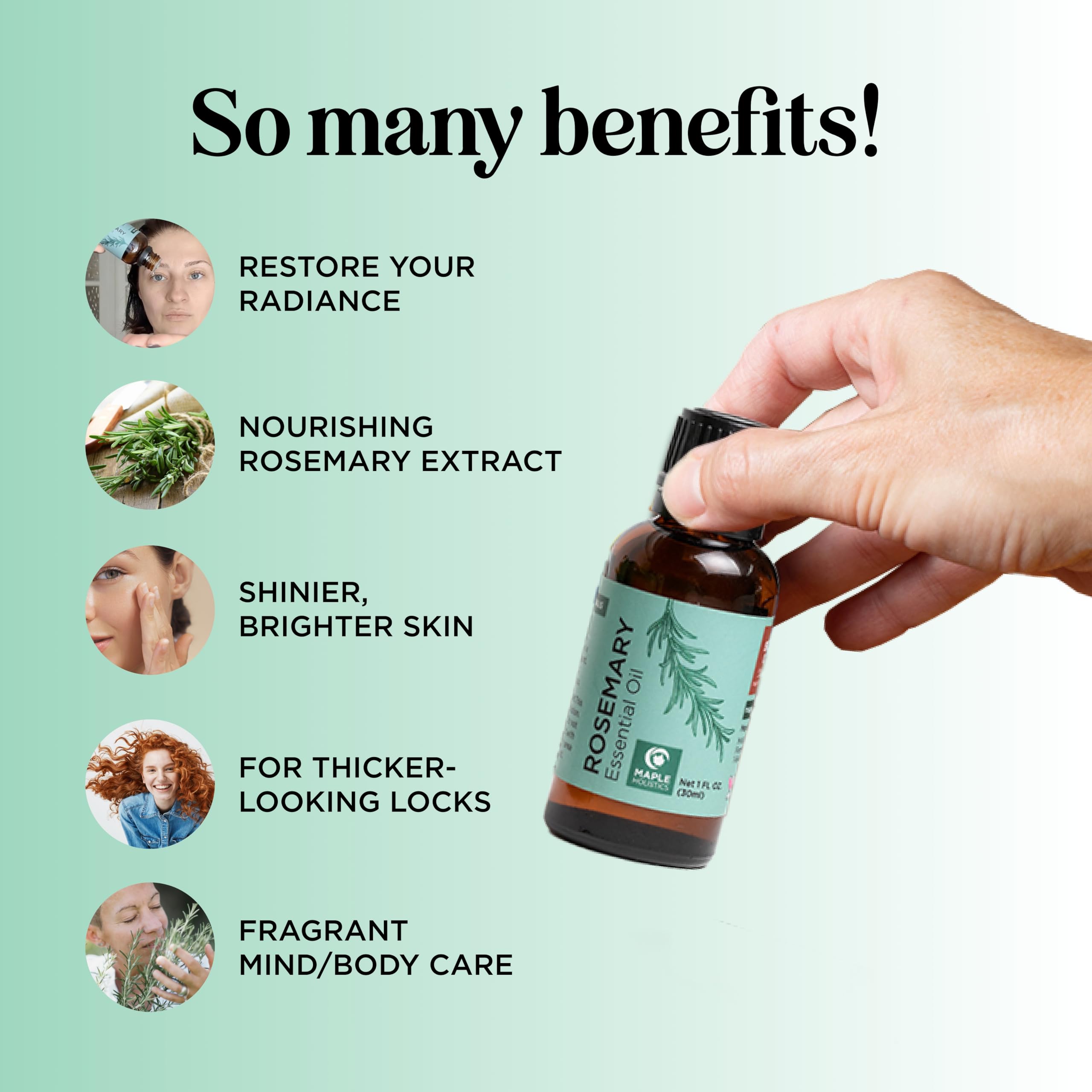 Pure Rosemary Essential Oil for Aromatherapy - Pure Rosemary Oil for Hair Skin and Nails