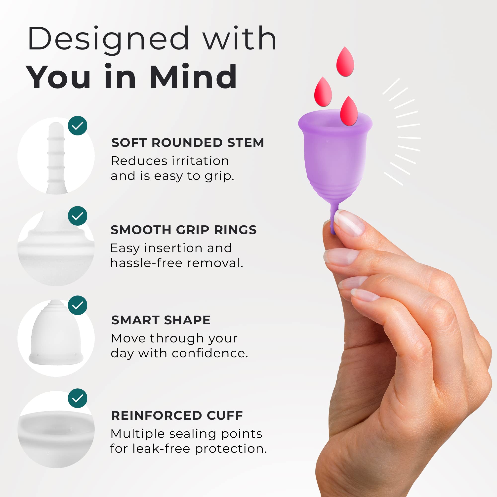 EcoBlossom Reusable Menstrual Cup Set - The Most Reliable Medical Grade Silicone Period Cups
