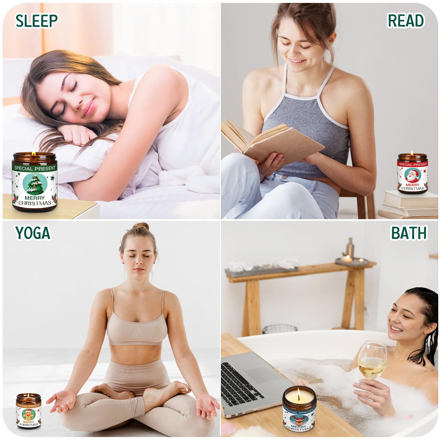 Christmas Candle Set Scented Candle Gift Set, 4 Pack 28 oz Christmas Scented Candles Over 180 Hours