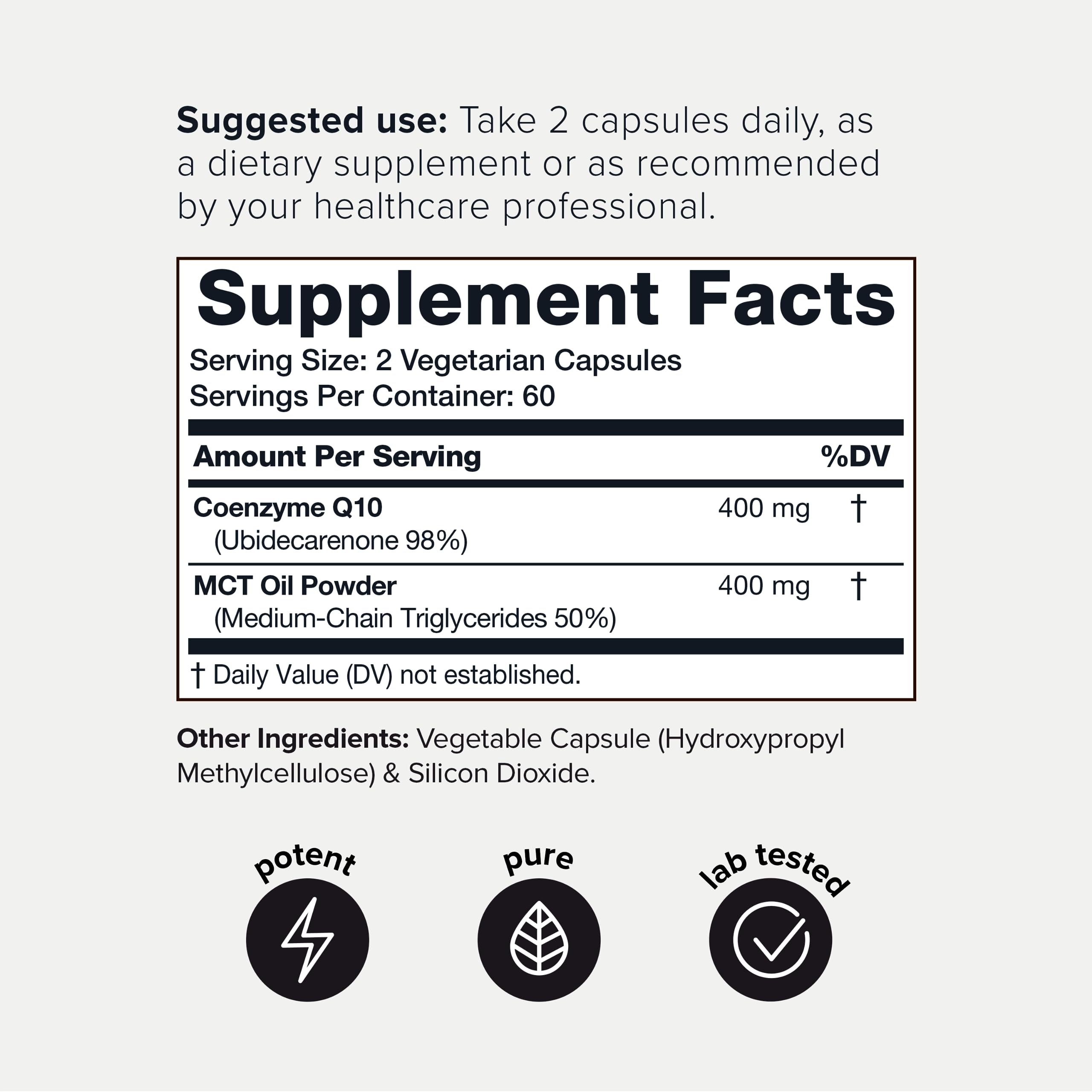 Ultra High Purity CoQ10 400mg - 98% Purified Third-Party Tested CoQ10 Supplement