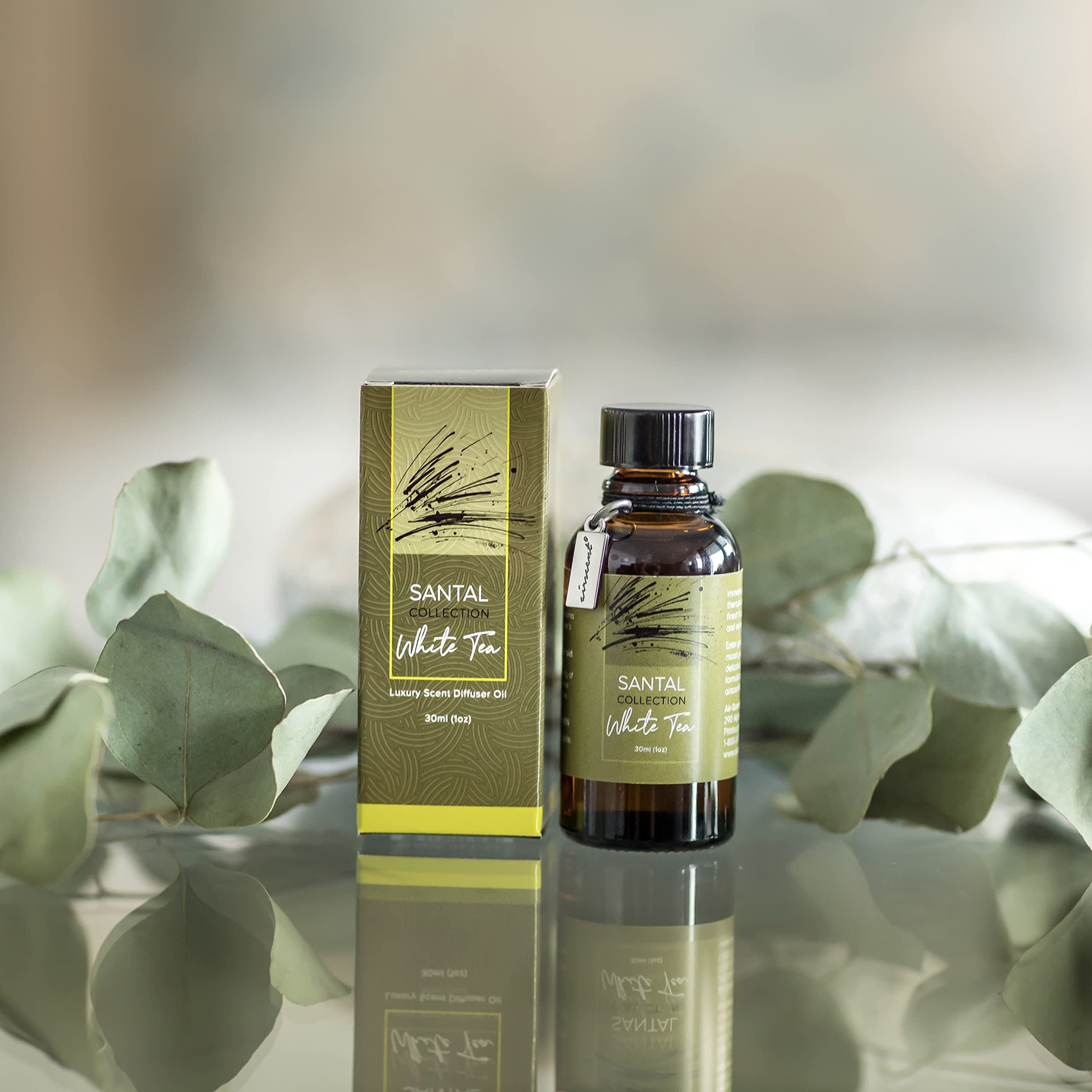 Santal White Tea Diffuser Oil - Air-Scent Aroma and Essential Oil Blend for Aromatherapy Diffusers - 30 Milliliter