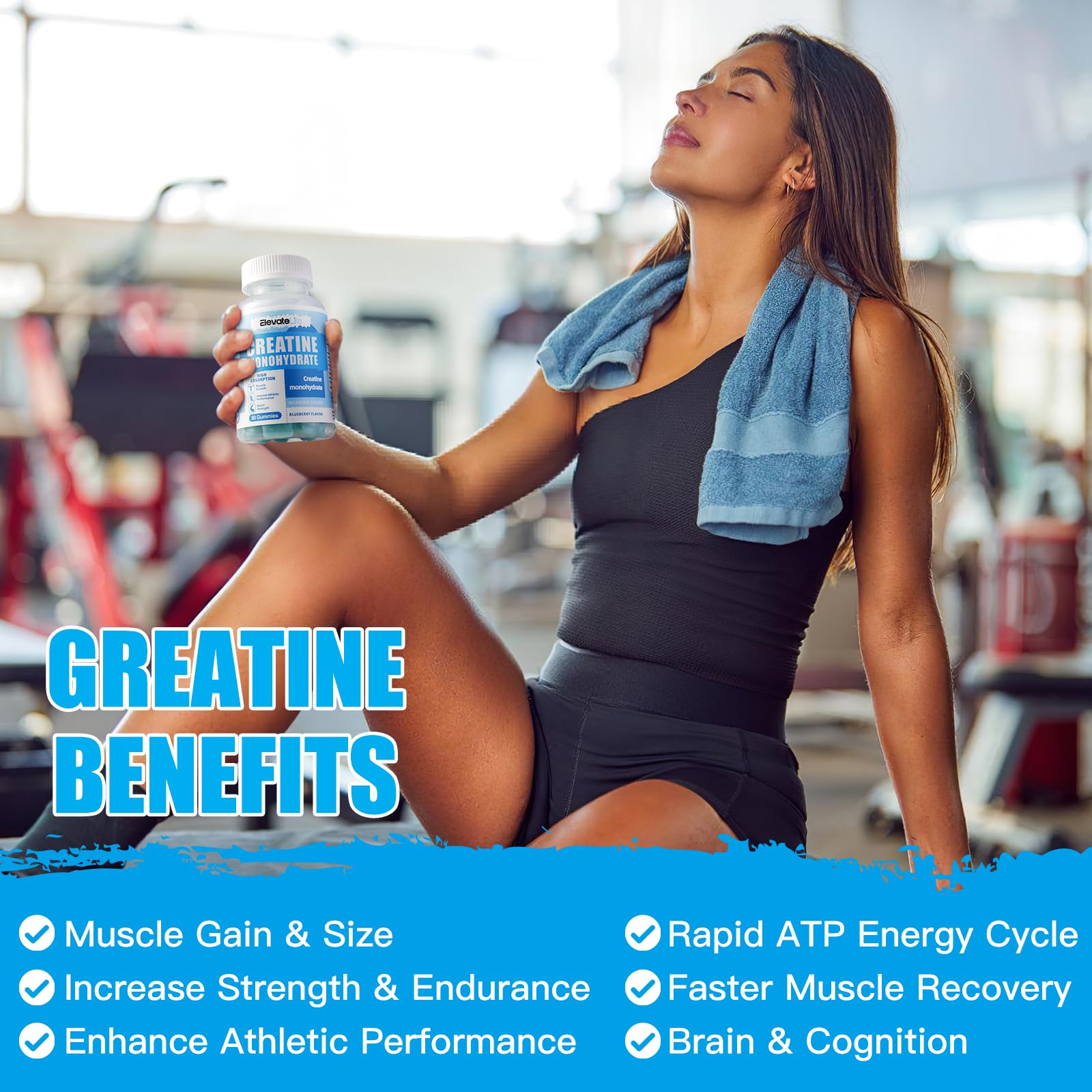 ElevateLife Creatine Monohydrate Gummies 5000mg for Men & Women, Chewables