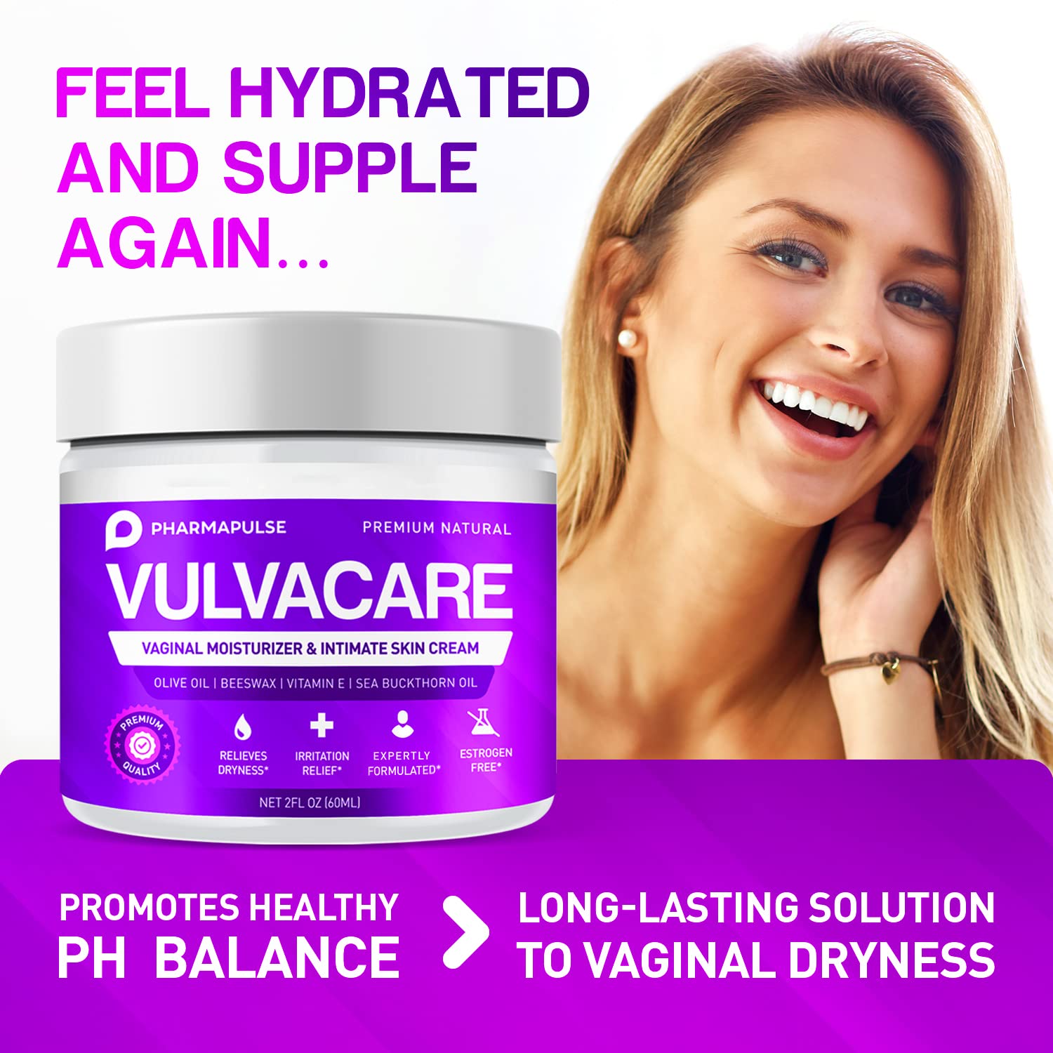 Pharmapulse Vaginal Moisturizer, Vulva Balm Cream, Intimate Skin Care, Menopause Support