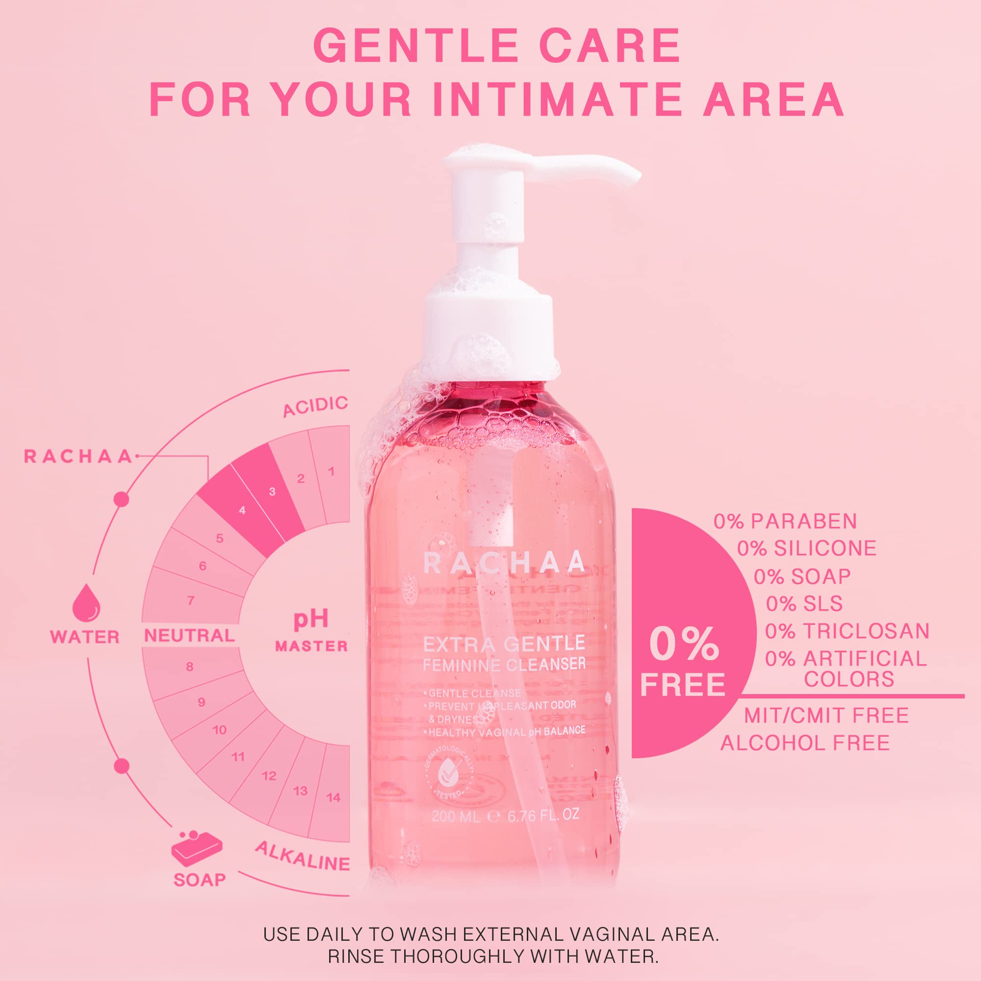 RACHAA Feminine Wash for Women, Lightening and Moisturizing, pH Balance Intimate Wash