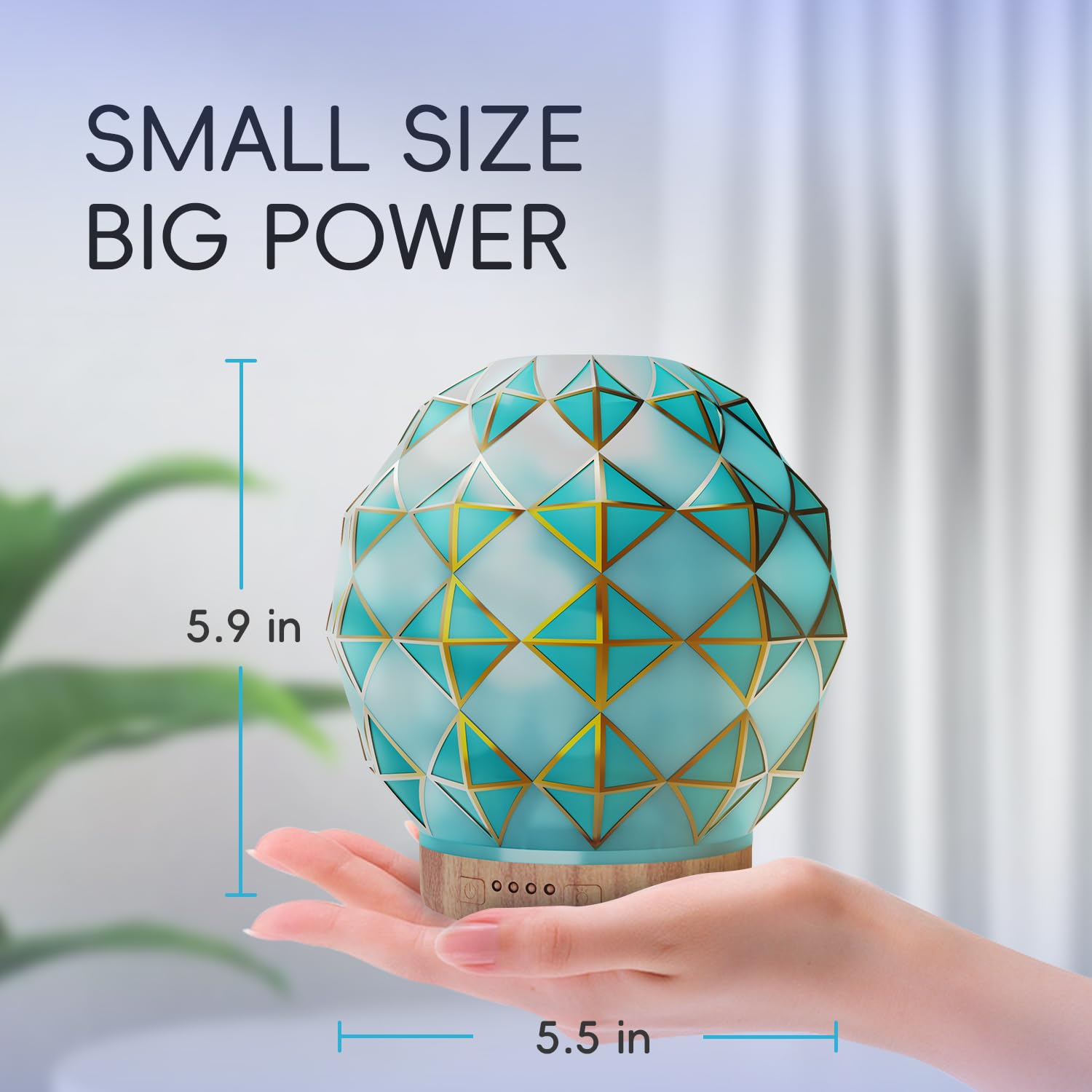 Youenkity Essential Oil Diffuser, Glass Ultrasonic Aromatherapy Diffuser with 7 Color LED Lights