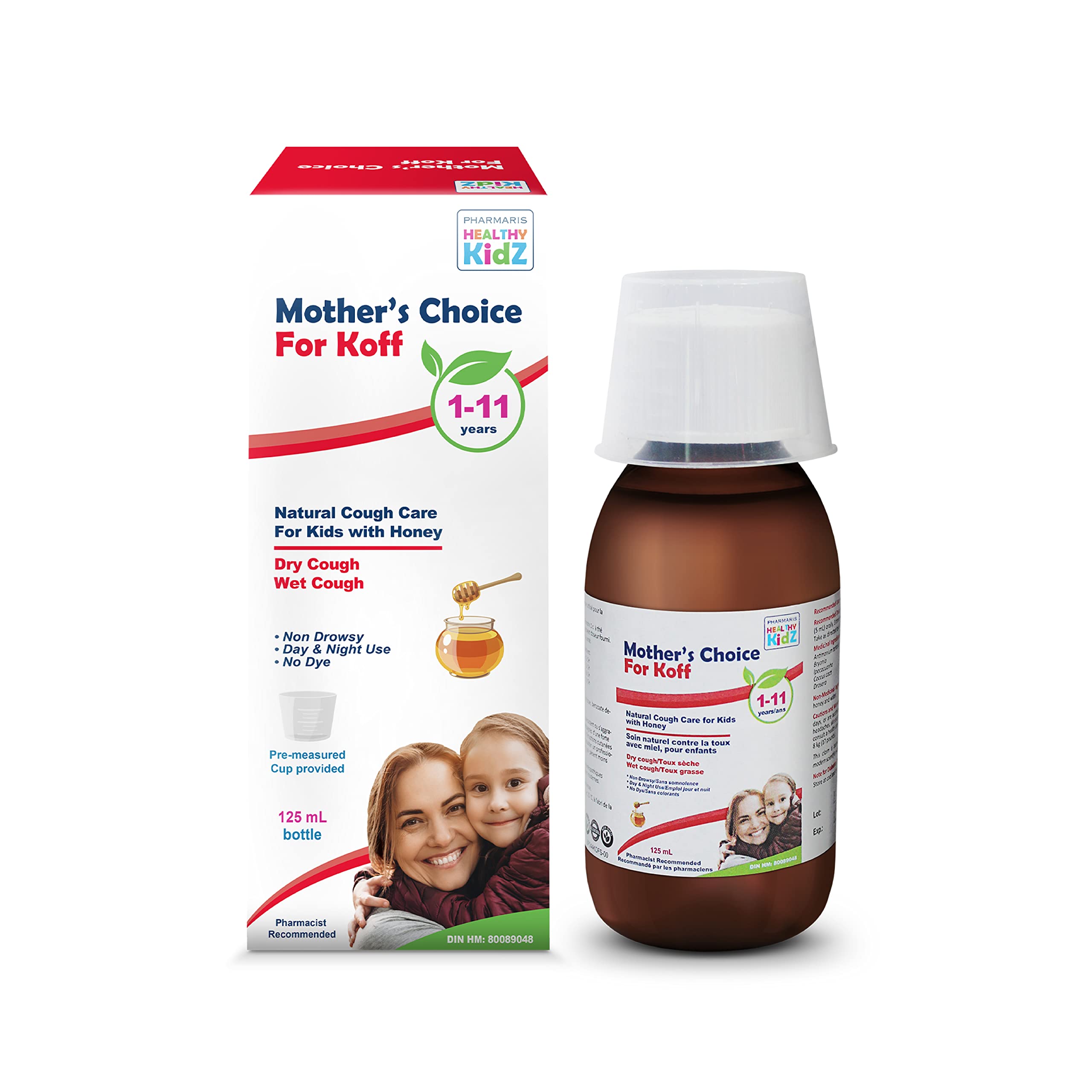 Mother’s Choice for Koff, for Dry and Wet Cough, Natural Cough Care for Kids with Honey, 125 ml