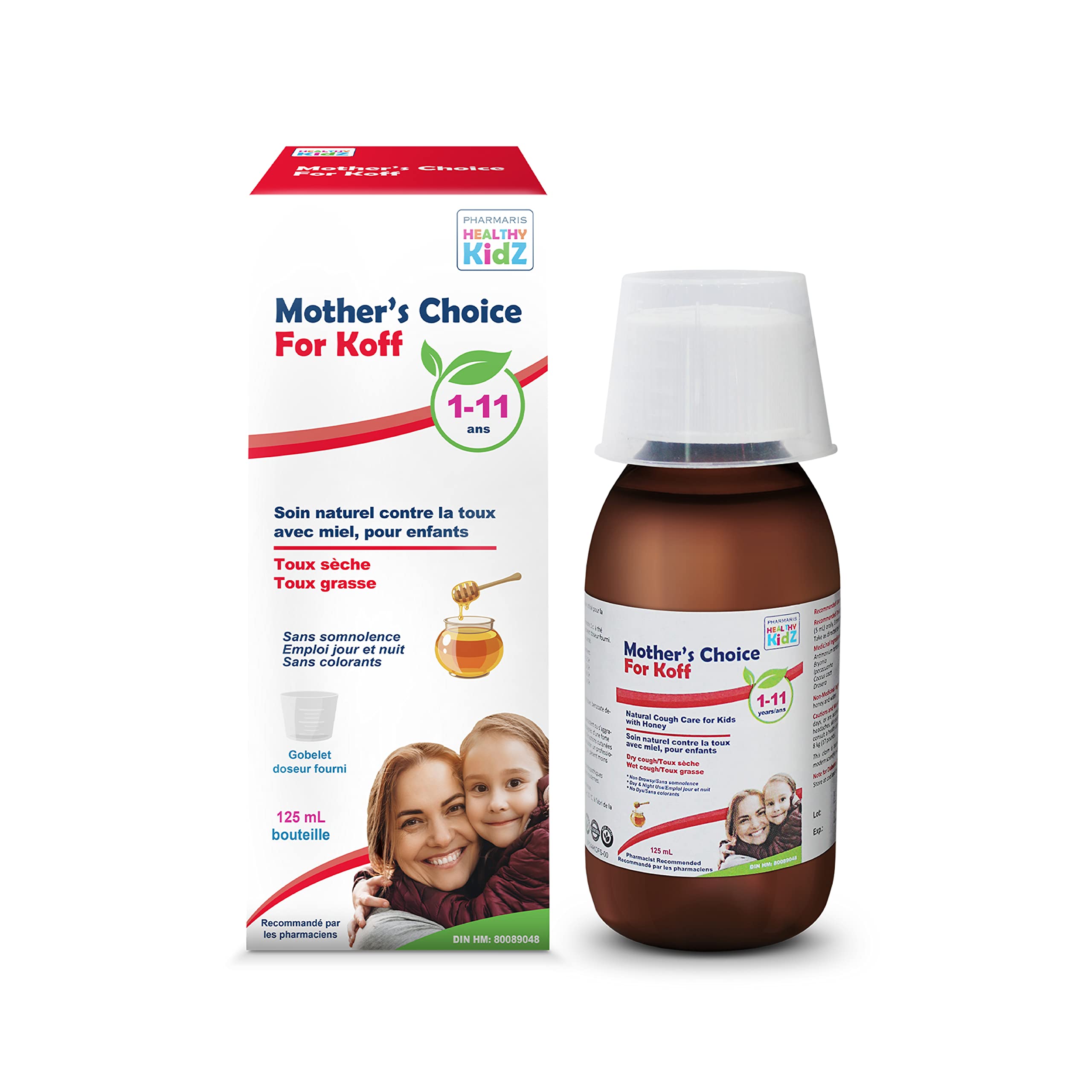 Mother’s Choice for Koff, for Dry and Wet Cough, Natural Cough Care for Kids with Honey, 125 ml