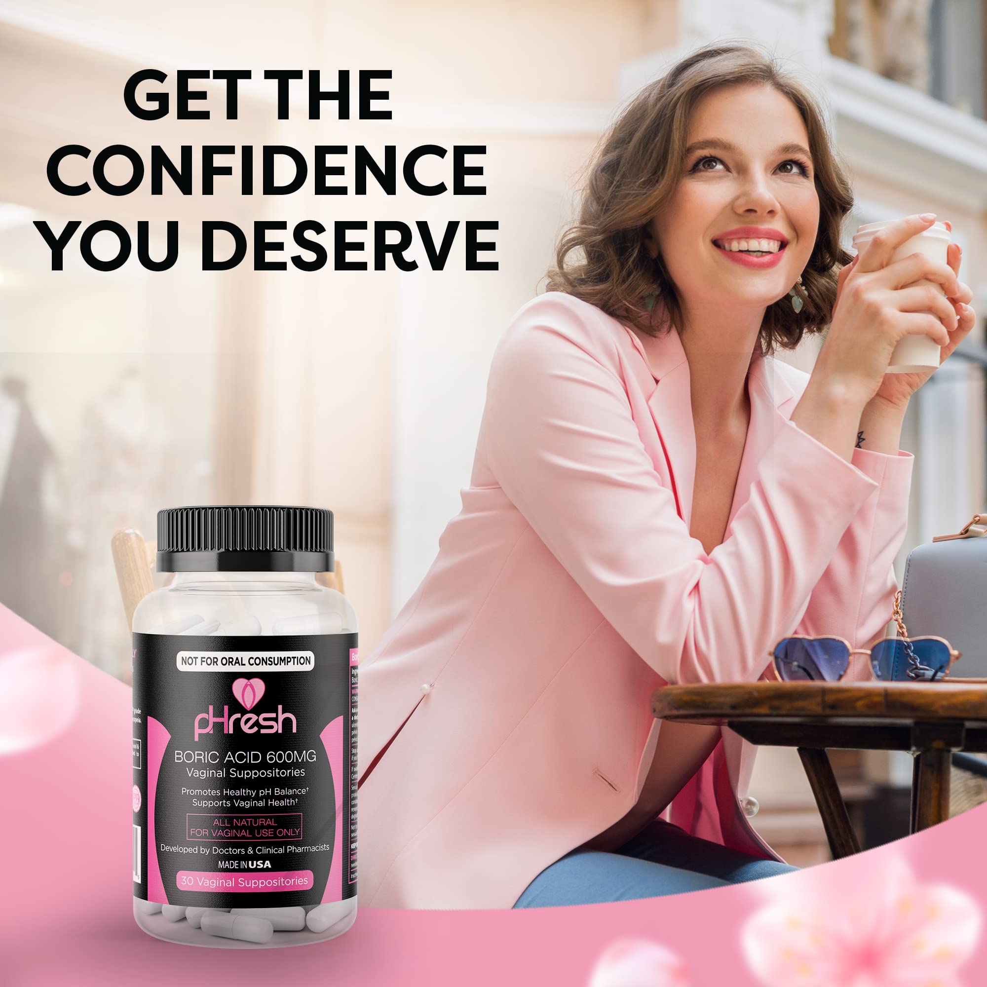 ACE NUTRITION 3 Pack - Boric Acid Suppositories & All Natural Feminine Spray and pH Test Strips