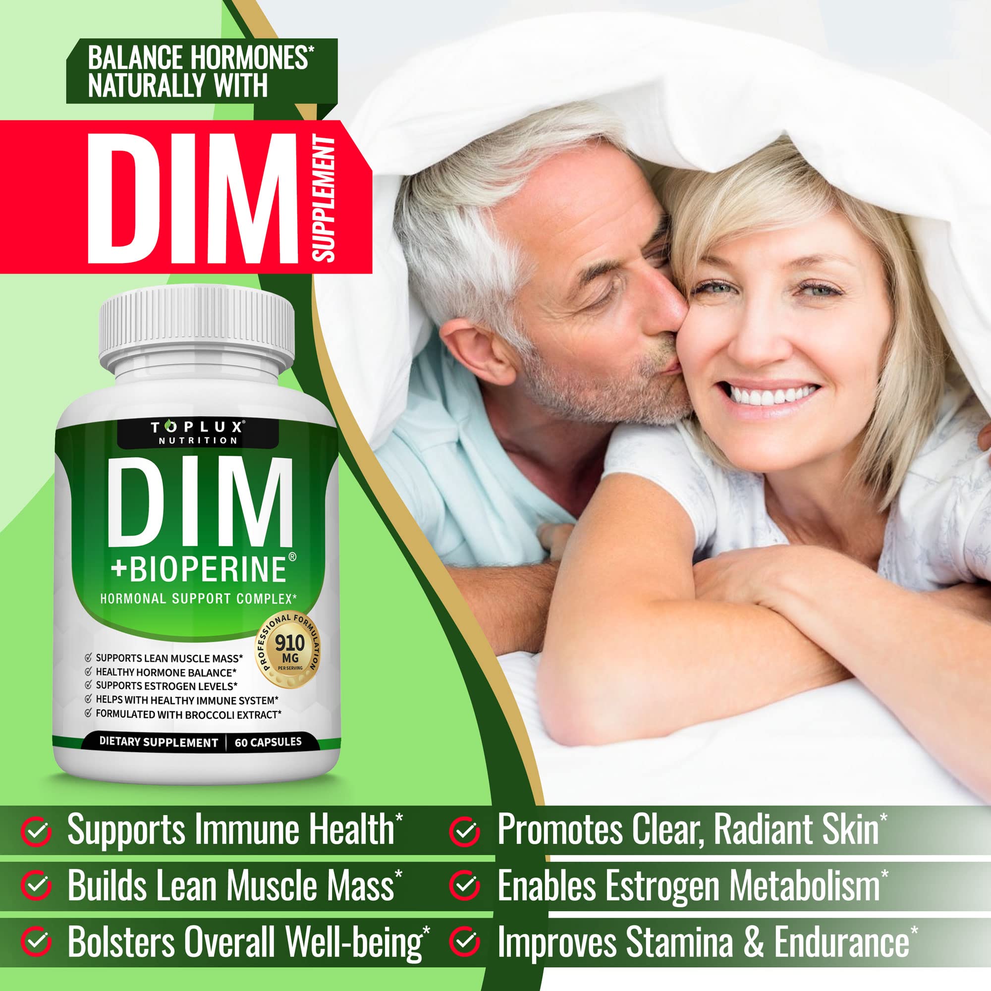 Dim Supplement 910 mg Plus BioPerine Complex - Diindolylmethane to Support Hormone Balance