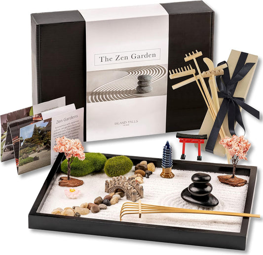 Zen Garden Kit 11x8in – Mini Japanese Rock Set with Sand Tray, Tools & Accessories