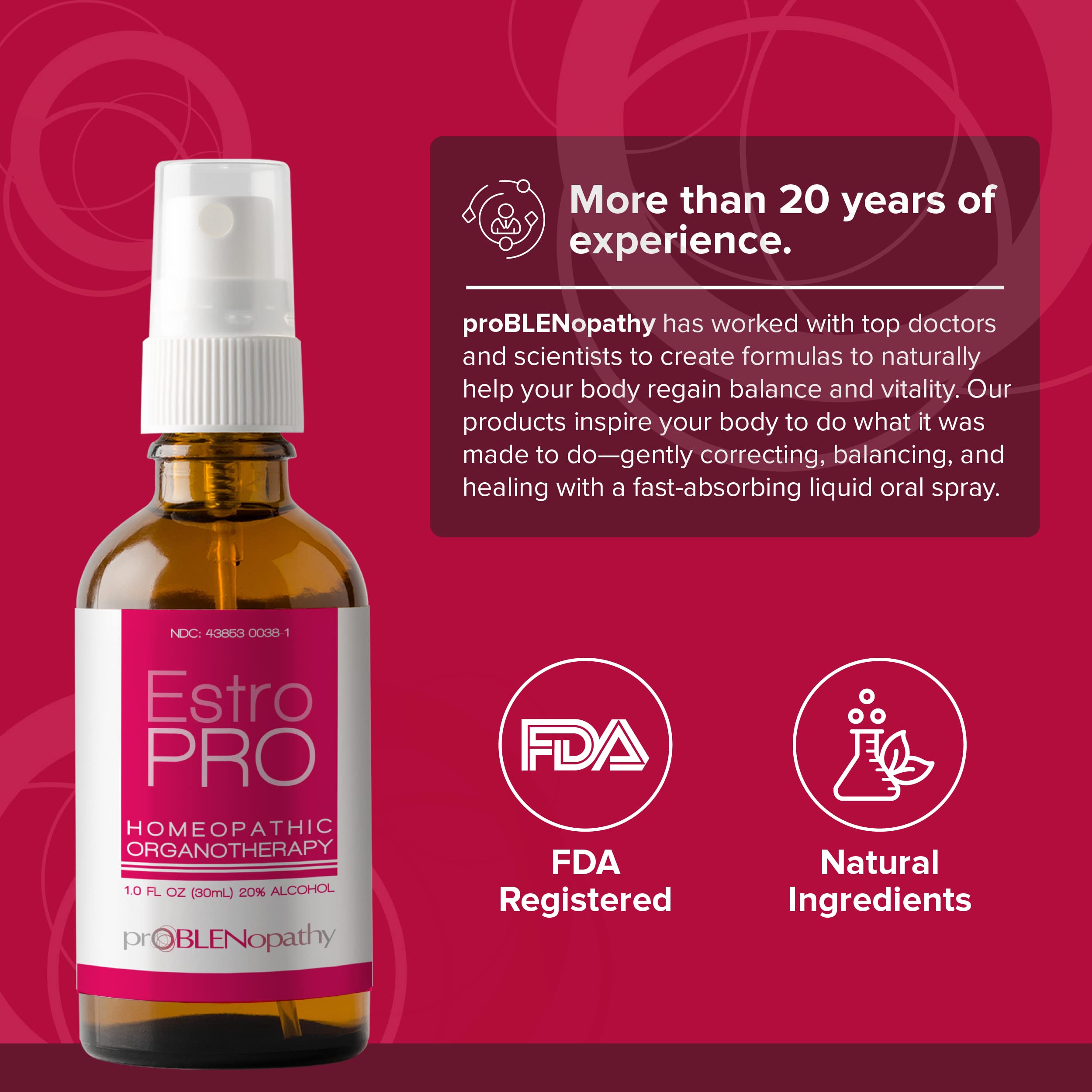 proBLEN Estrogen & Progesterone Oral Spray for Hormone Balance & Menopause Care 30ml