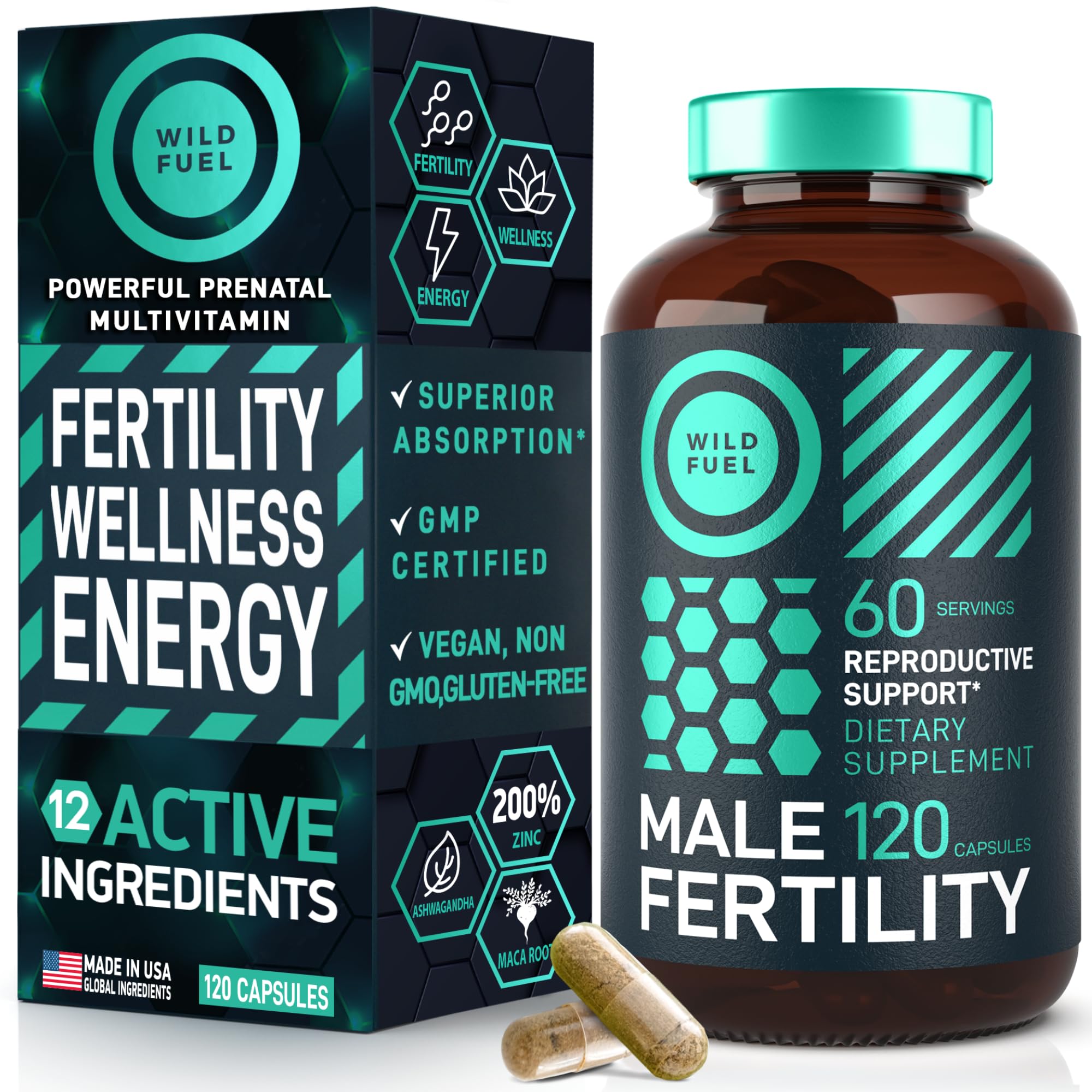 Fertility Supplements For Men Prenatal Vitamin - Maca Root, Ashwagandha, L Arginine
