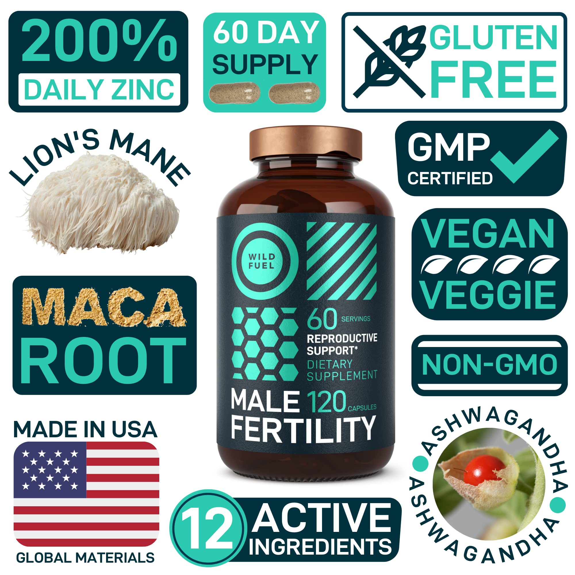Fertility Supplements For Men Prenatal Vitamin - Maca Root, Ashwagandha, L Arginine