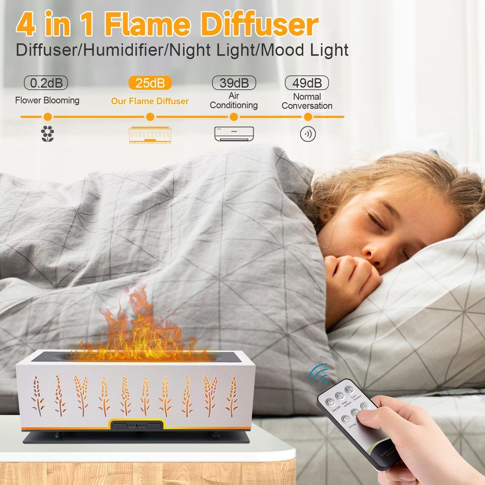 WENPHONE Flame Air Aroma Diffuser Humidifier, Essential Oil Diffuser, 200ml Aromatherapy Diffuser