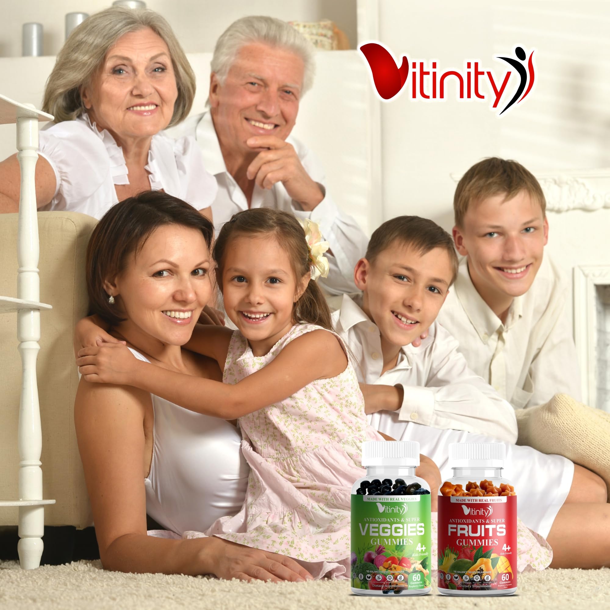 VITINITY Made with Real Fruit-Real Veggie Gummies-Superfood Vegetable Vitamin Sup