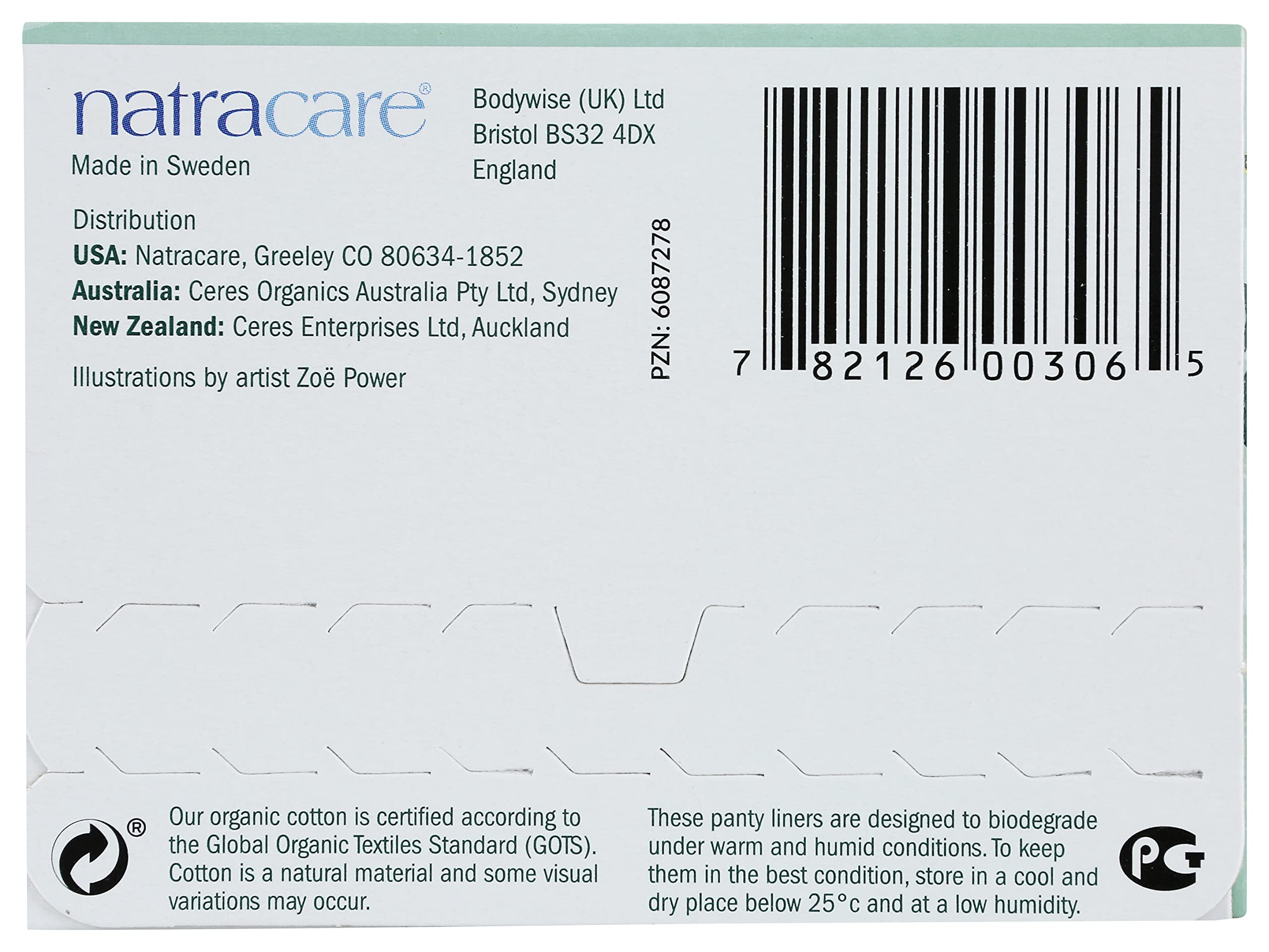 Natracare Natural Organic Curved Panty Liners, with Certified Organic Cotton, Ecologically Certified