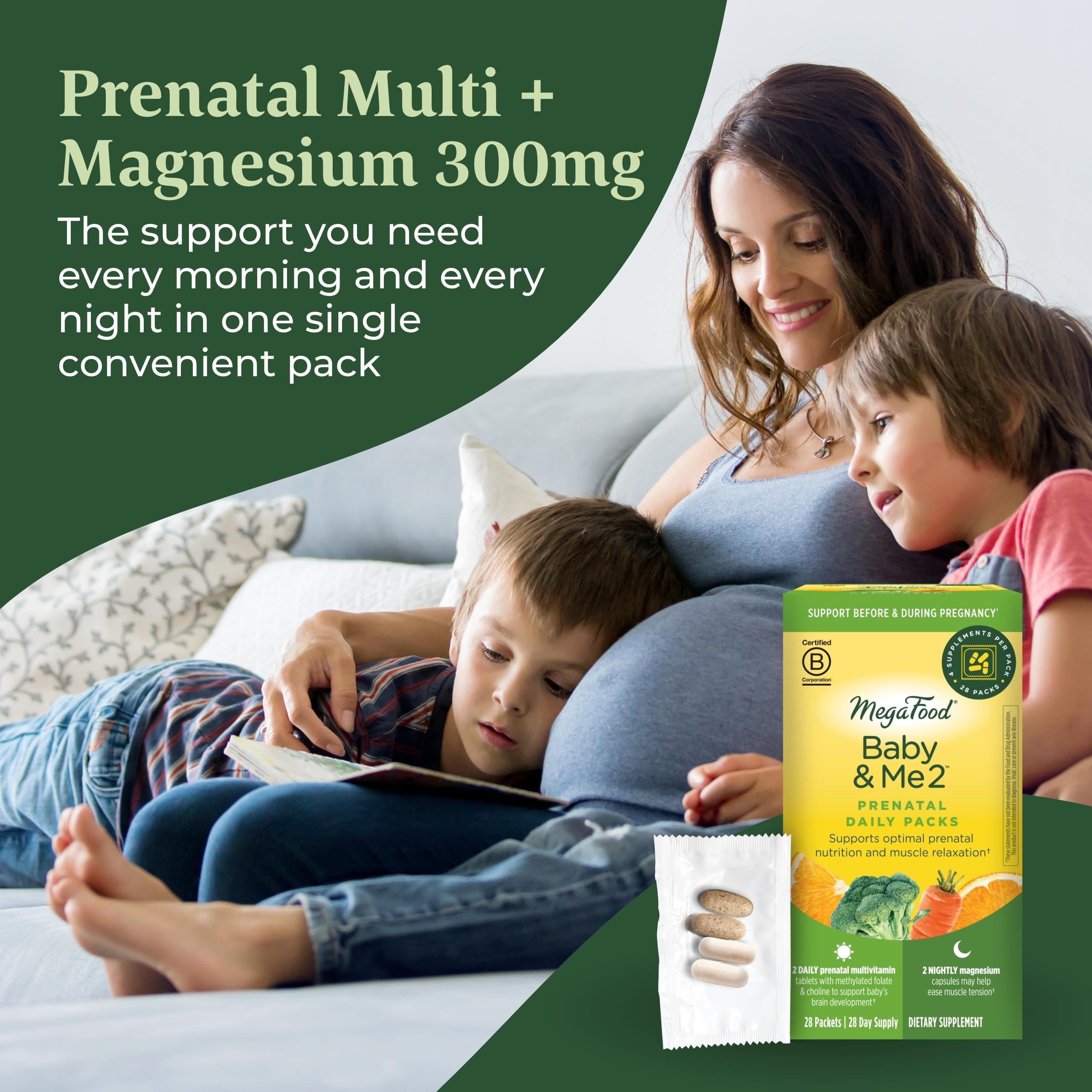 MegaFood Prenatal Vitamin & Minerals + Magnesium Supplement Daily Pack