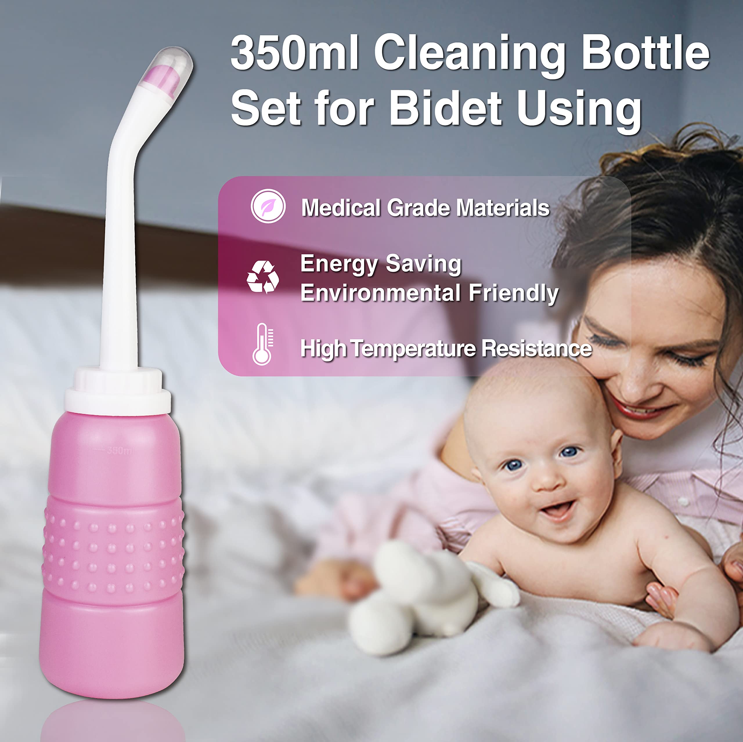 TopQuaFocus 12oz Perineal Bottle for Postpartum Care Portable Travel Peri Sprayer Bidet Postpartum